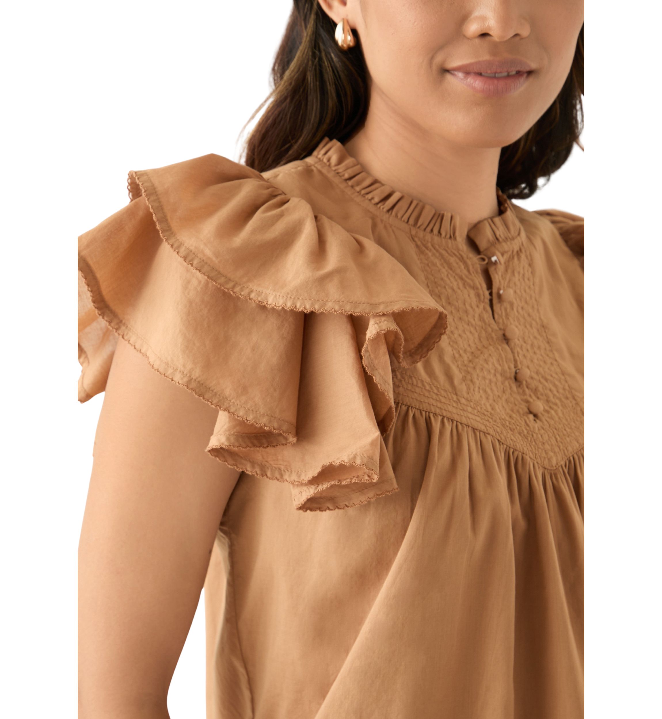 Womens Short Flutter Sleeve Top