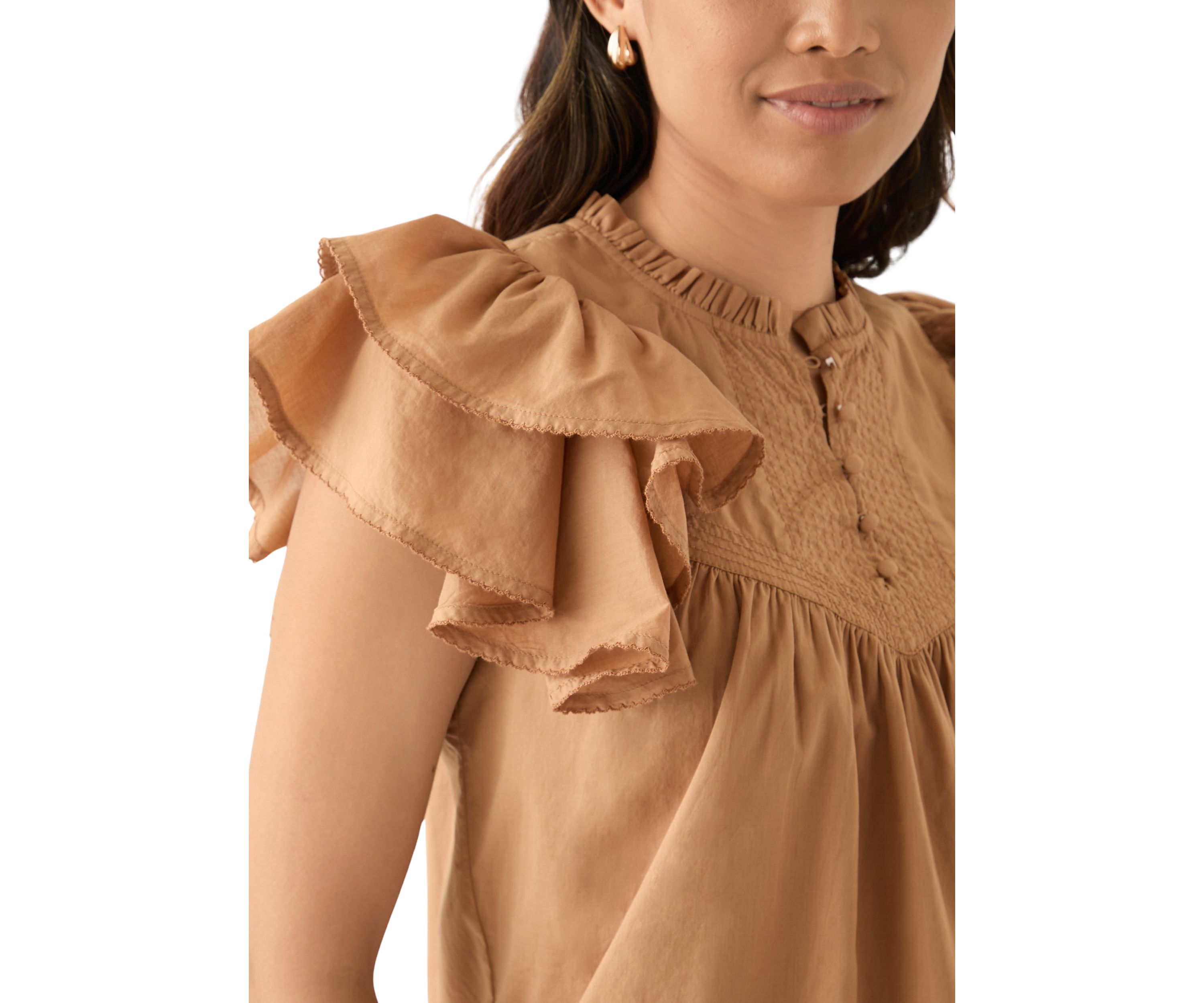 Womens Short Flutter Sleeve Top