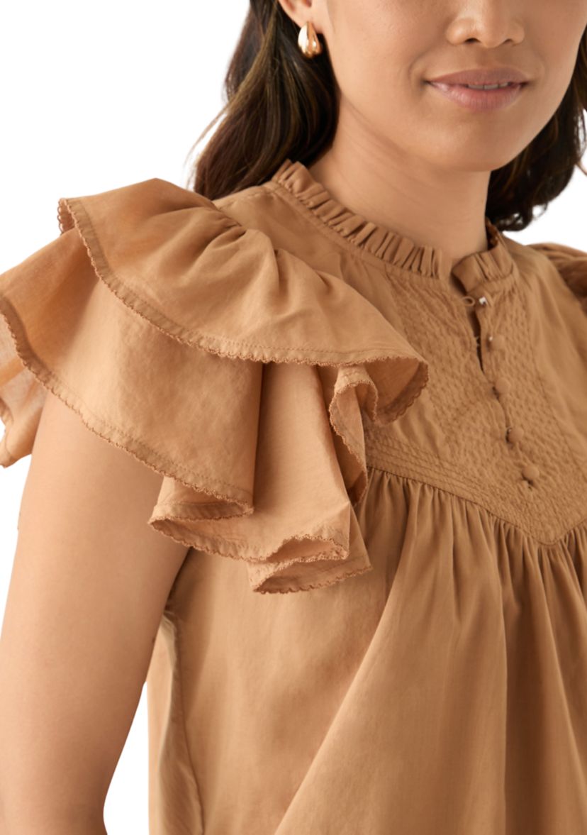Womens Short Flutter Sleeve Top