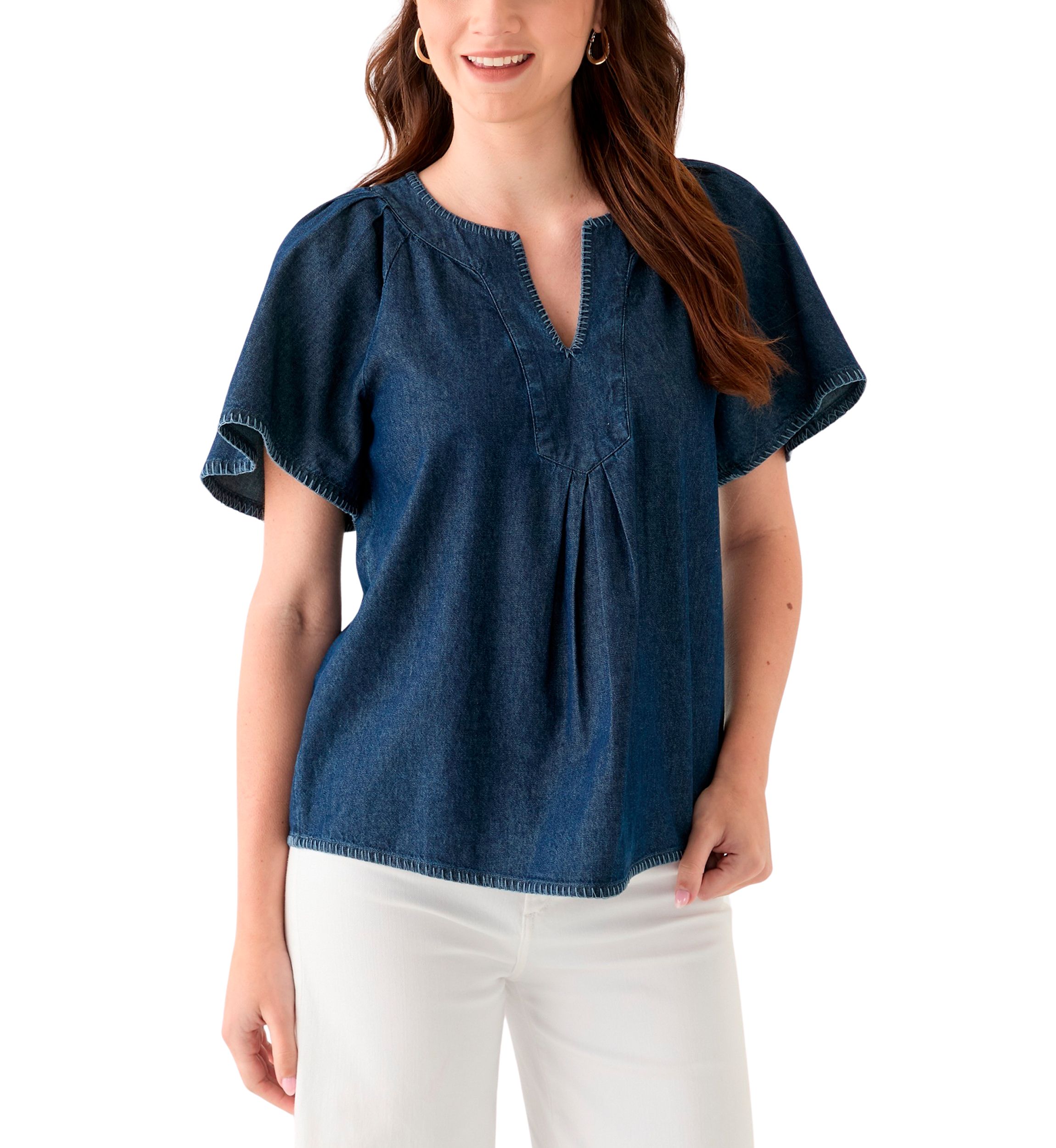 Womens Split Neck Top