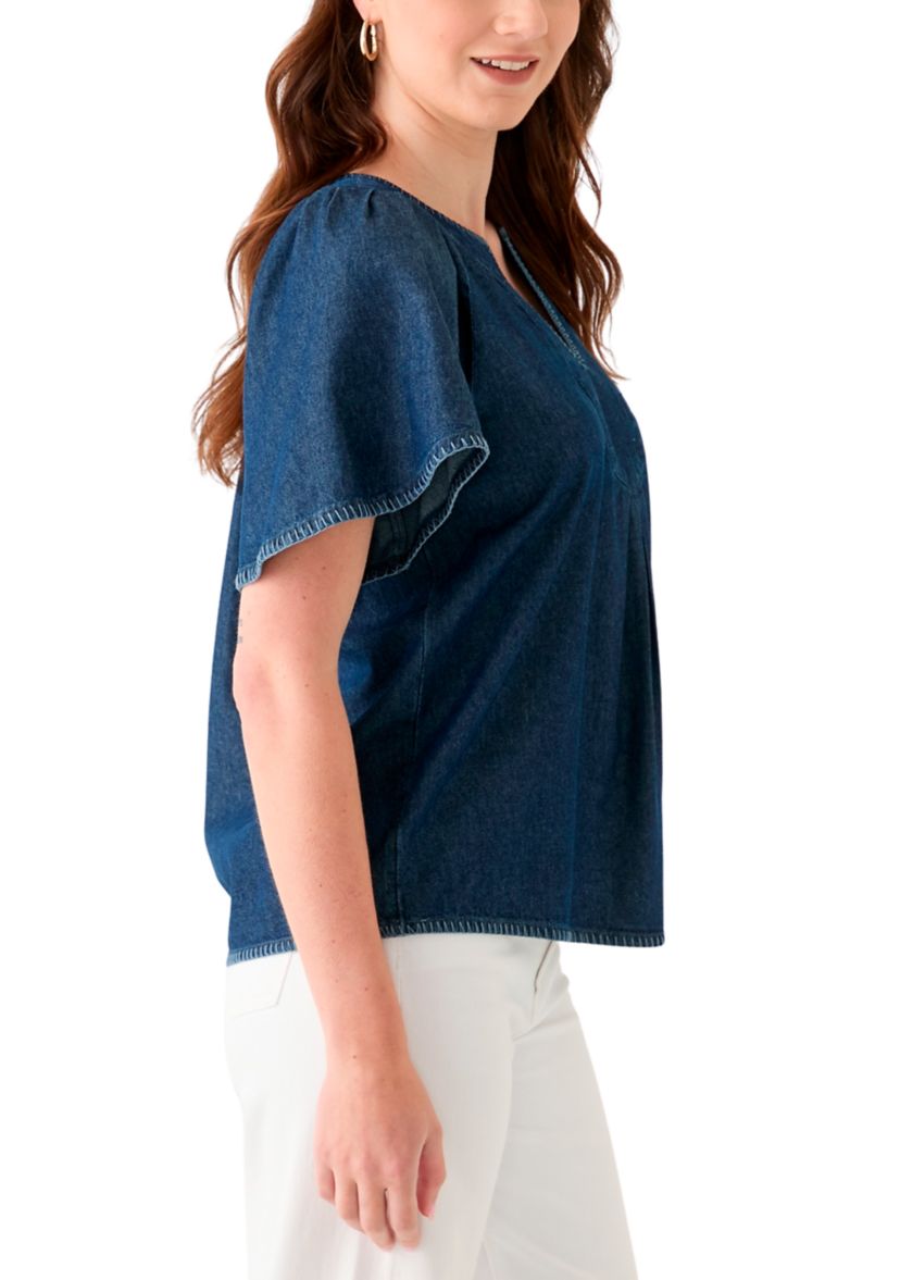 Womens Split Neck Top
