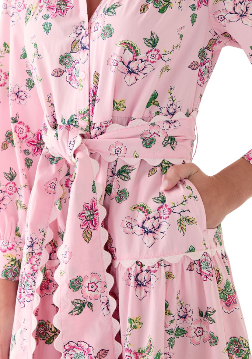 Crown & Ivy Women's Long Sleeve Scallop Trim Shirt Dress | Belk