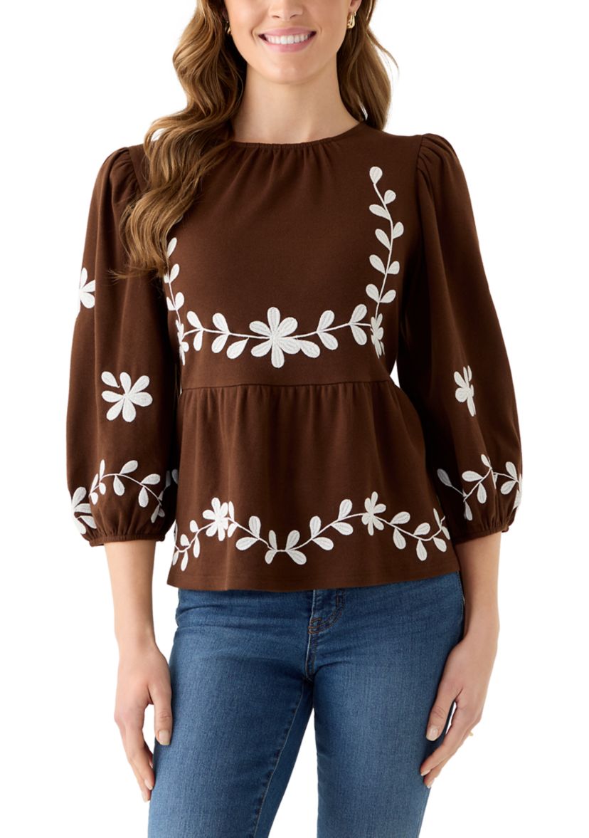  Womens 3/4 Sleeve Peplum Top 