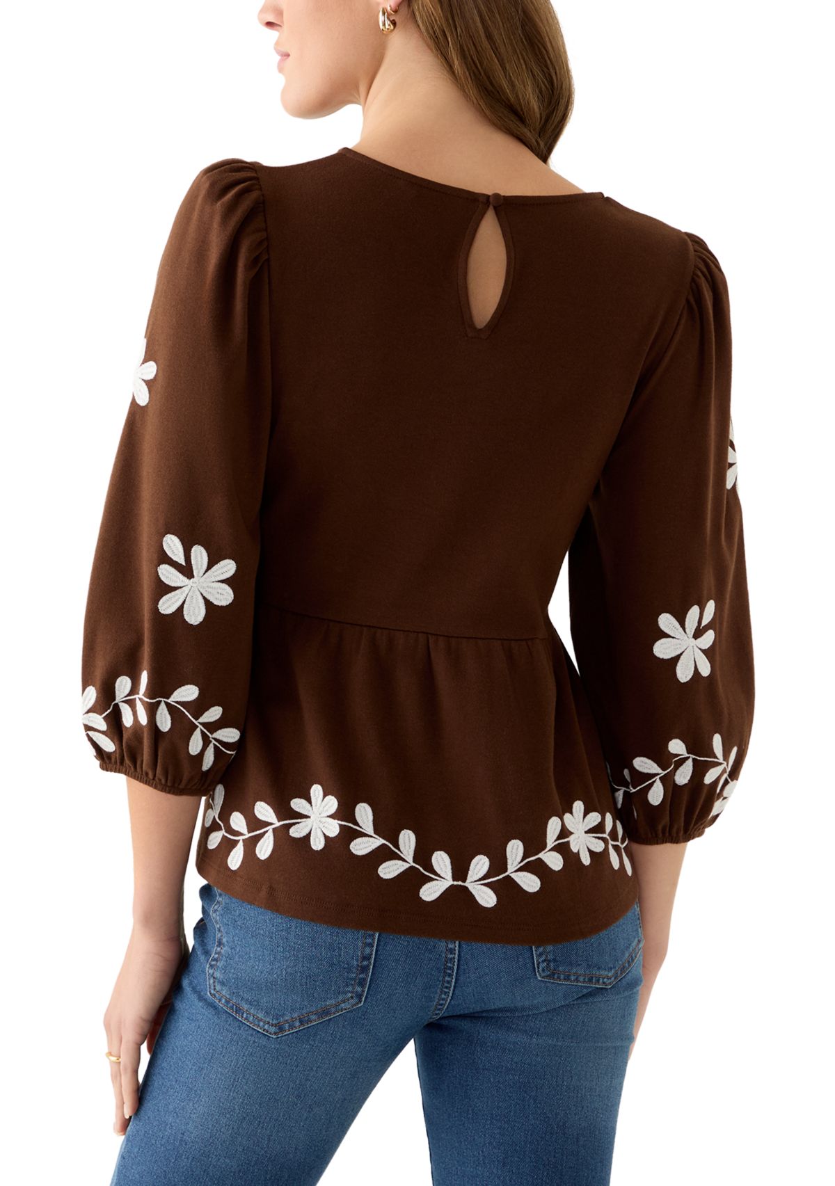  Womens 3/4 Sleeve Peplum Top 