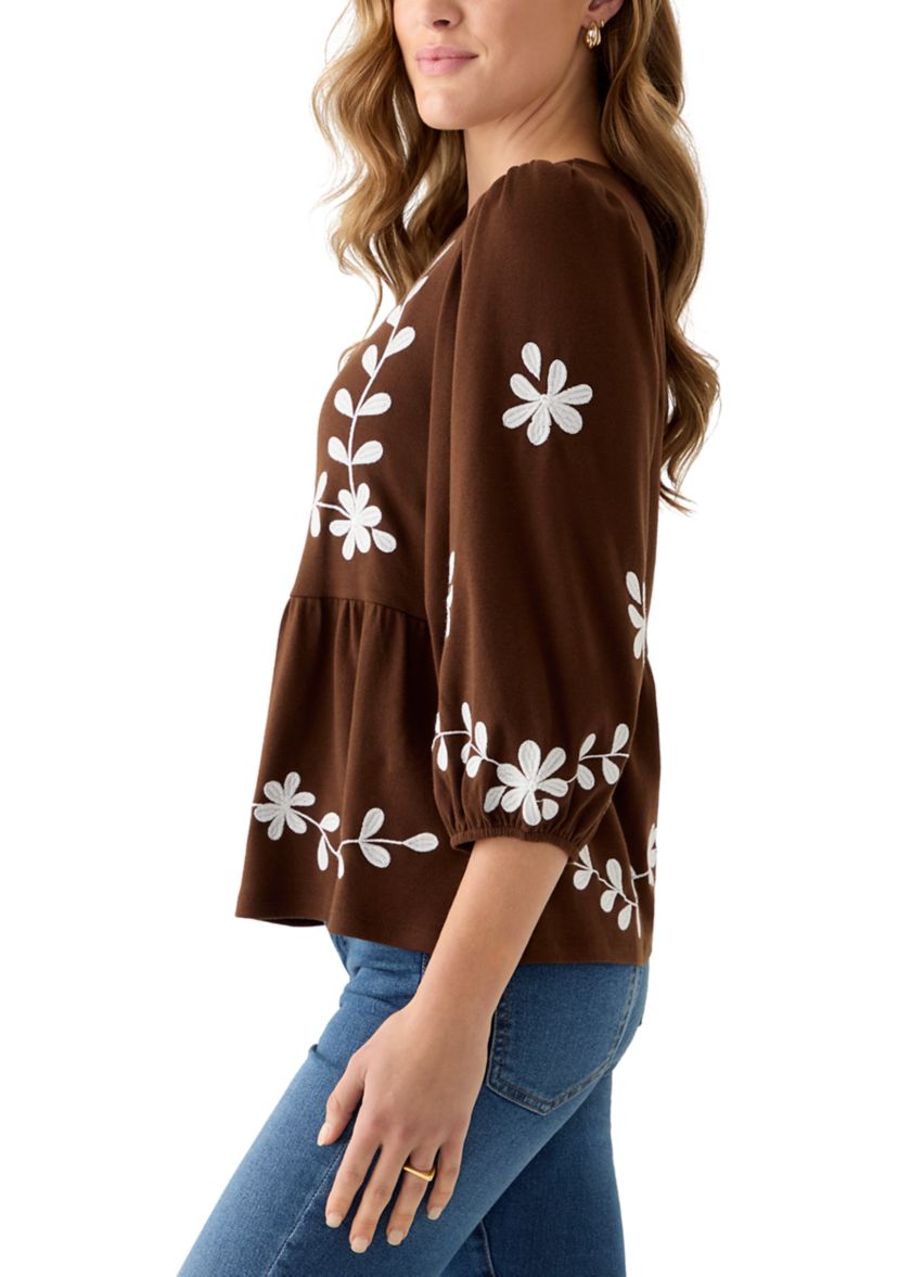  Womens 3/4 Sleeve Peplum Top 