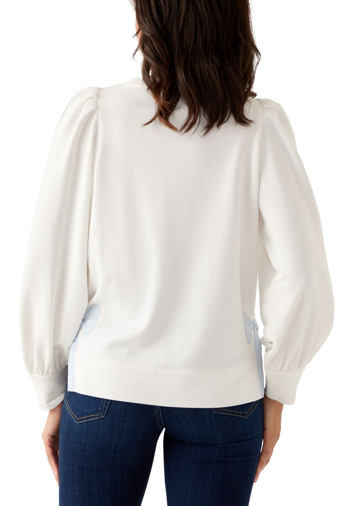 Womens Long Bow Puff Sleeve Sweatshirt