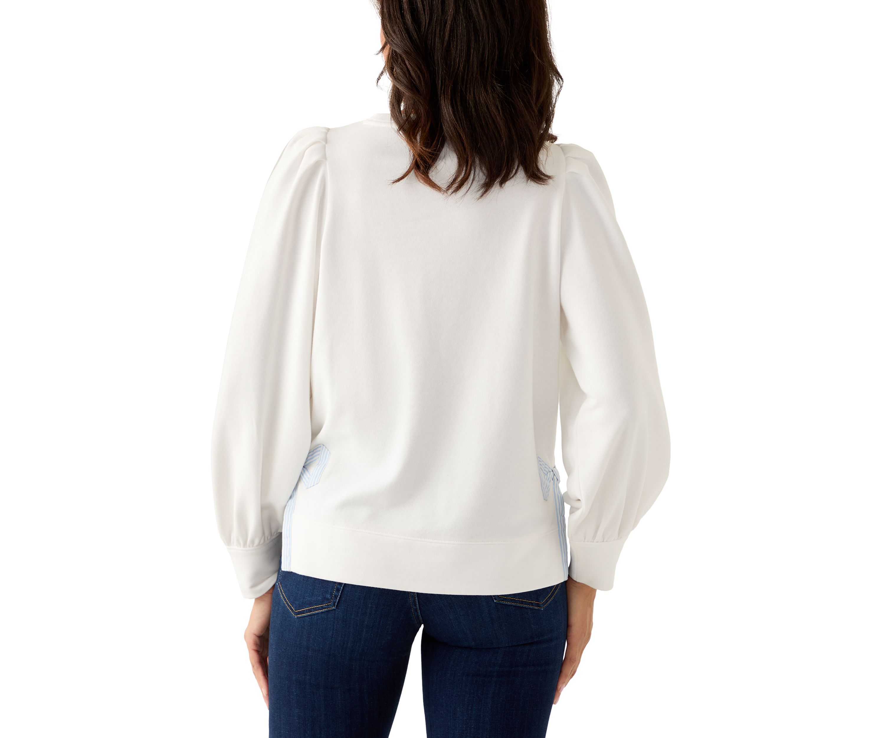 Womens Long Bow Puff Sleeve Sweatshirt