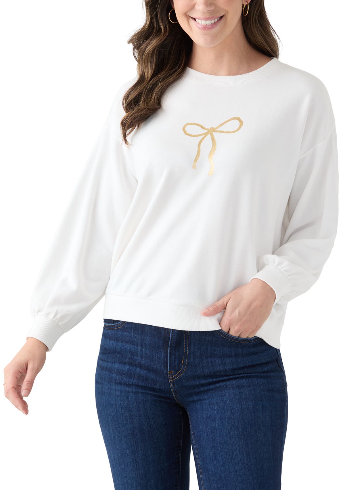 Womens Long Sleeve Embellished Sweatshirt