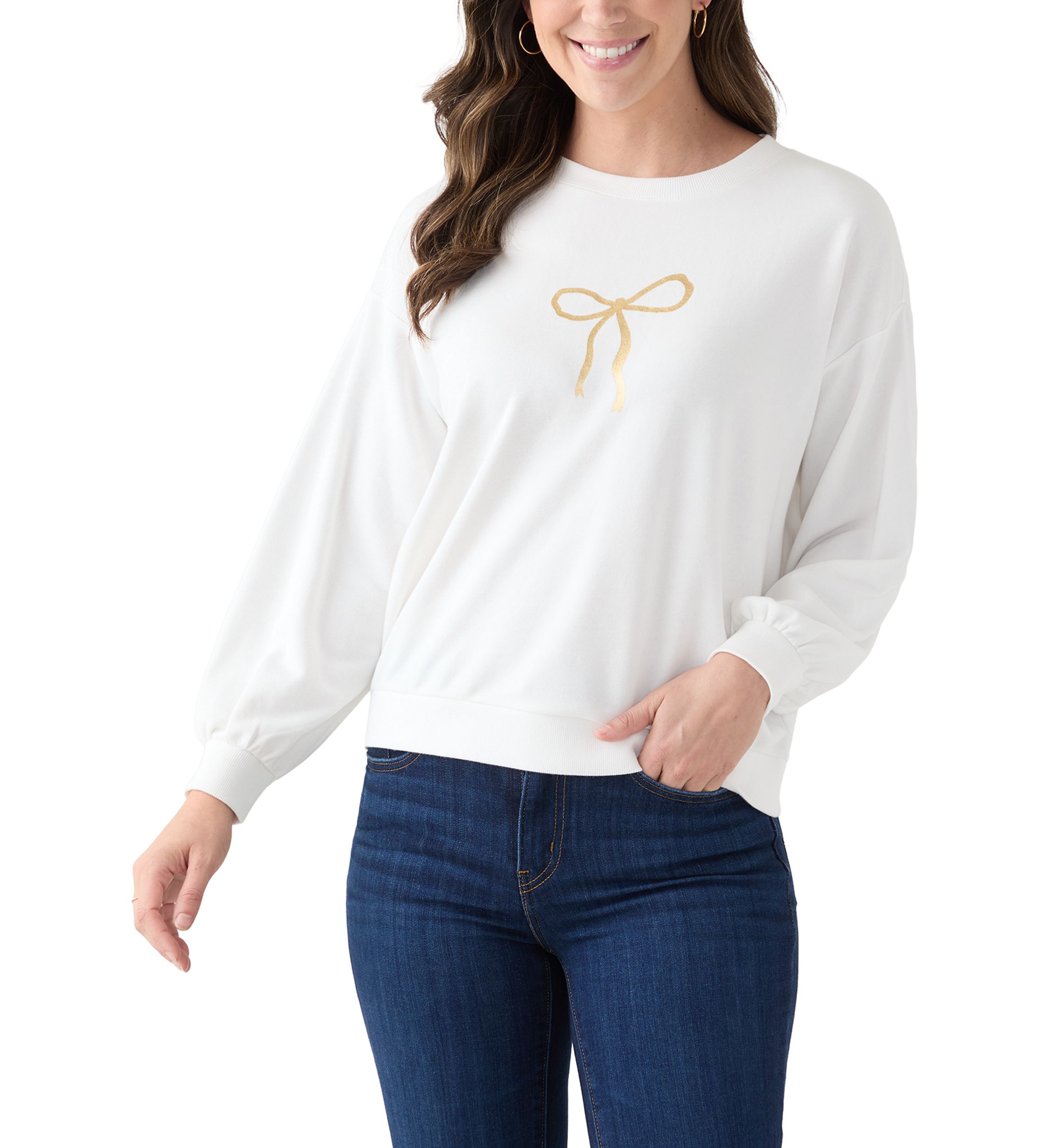 Womens Long Sleeve Embellished Sweatshirt