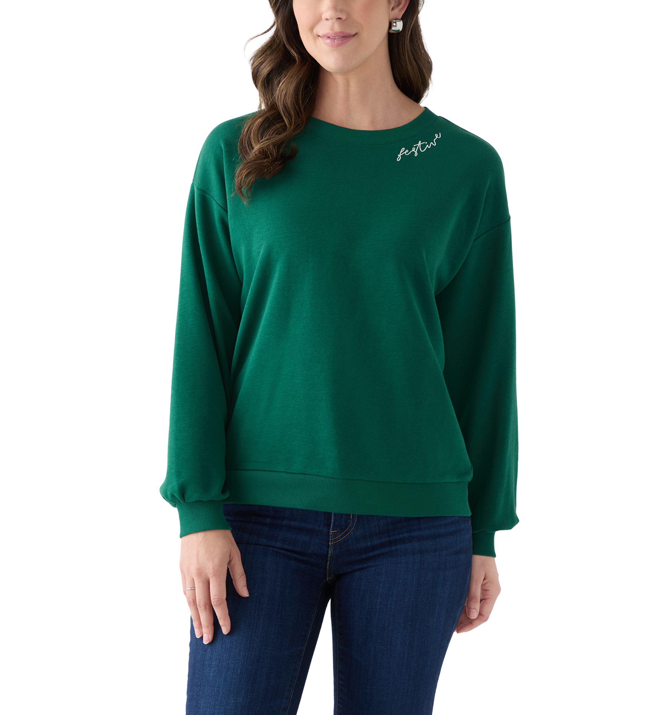 Womens Long Sleeve Embroidered Sweatshirt