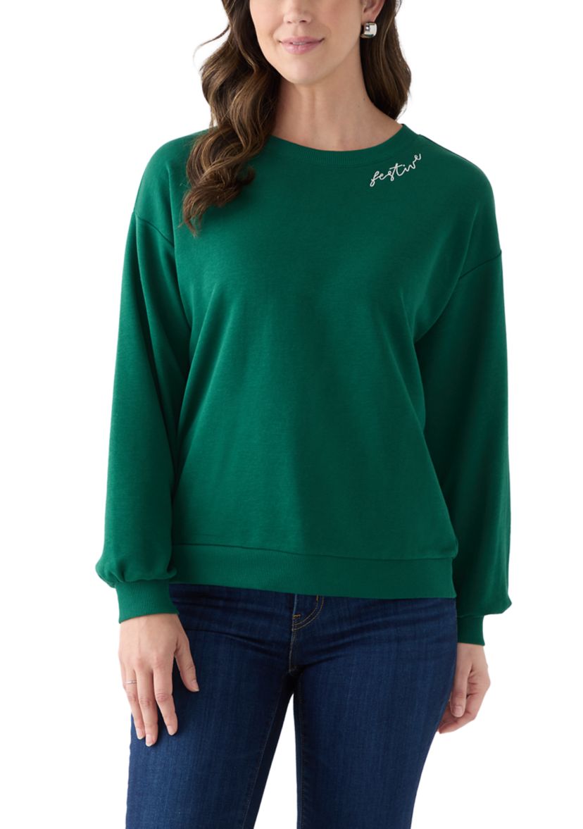 Womens Long Sleeve Embroidered Sweatshirt