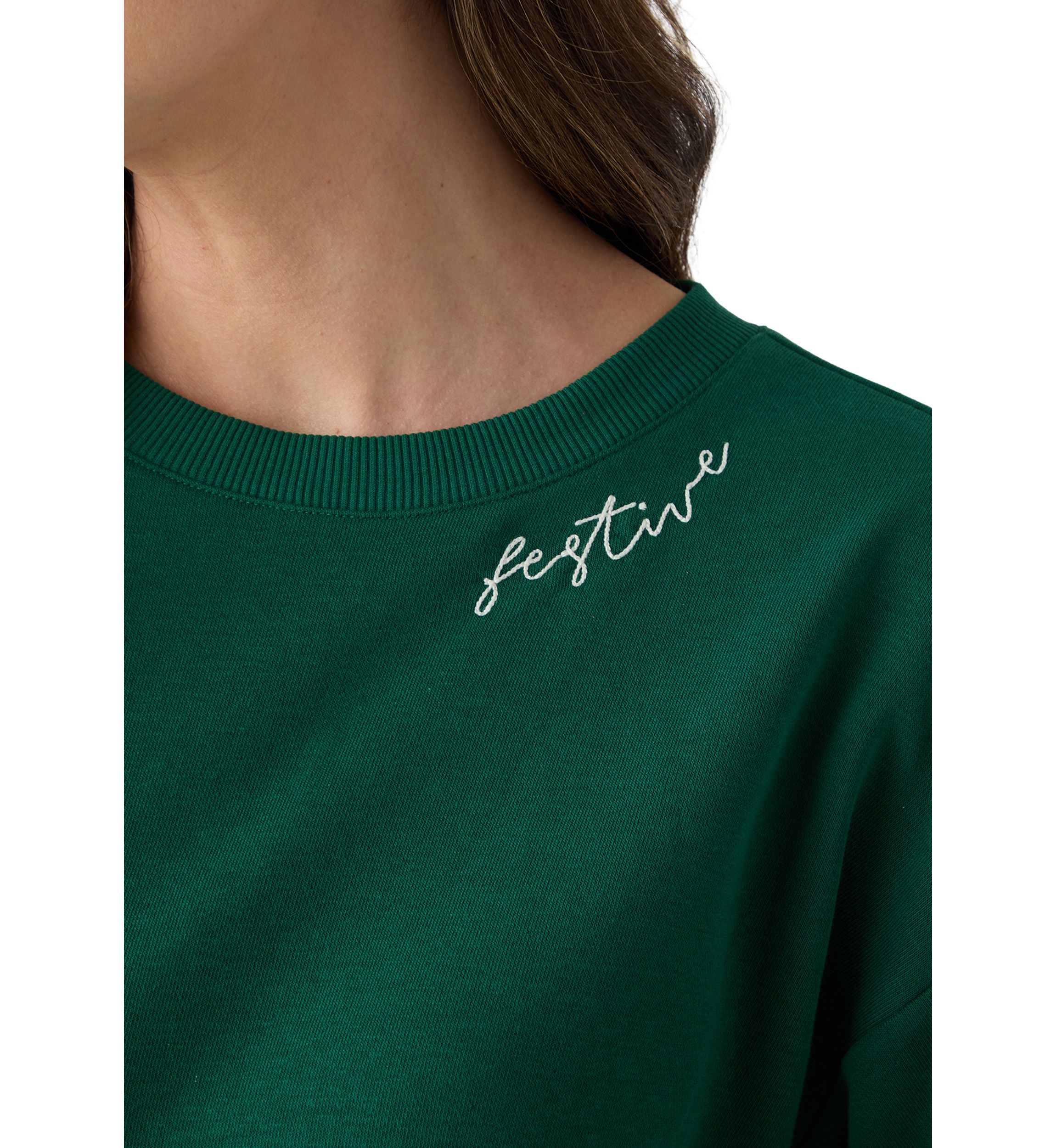 Womens Long Sleeve Embroidered Sweatshirt