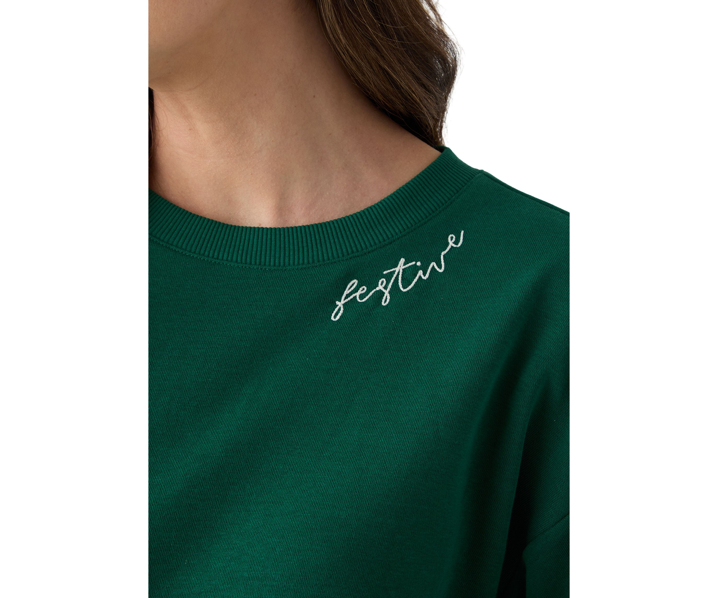 Womens Long Sleeve Embroidered Sweatshirt