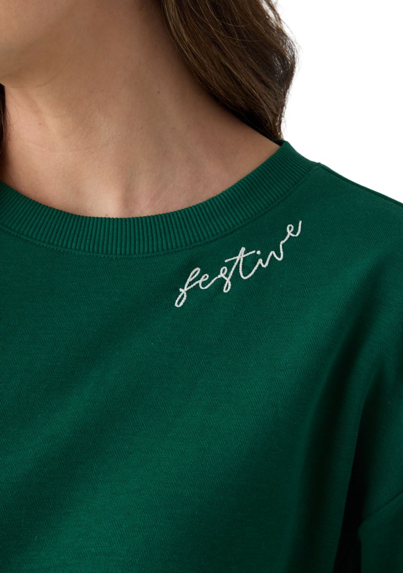 Womens Long Sleeve Embroidered Sweatshirt