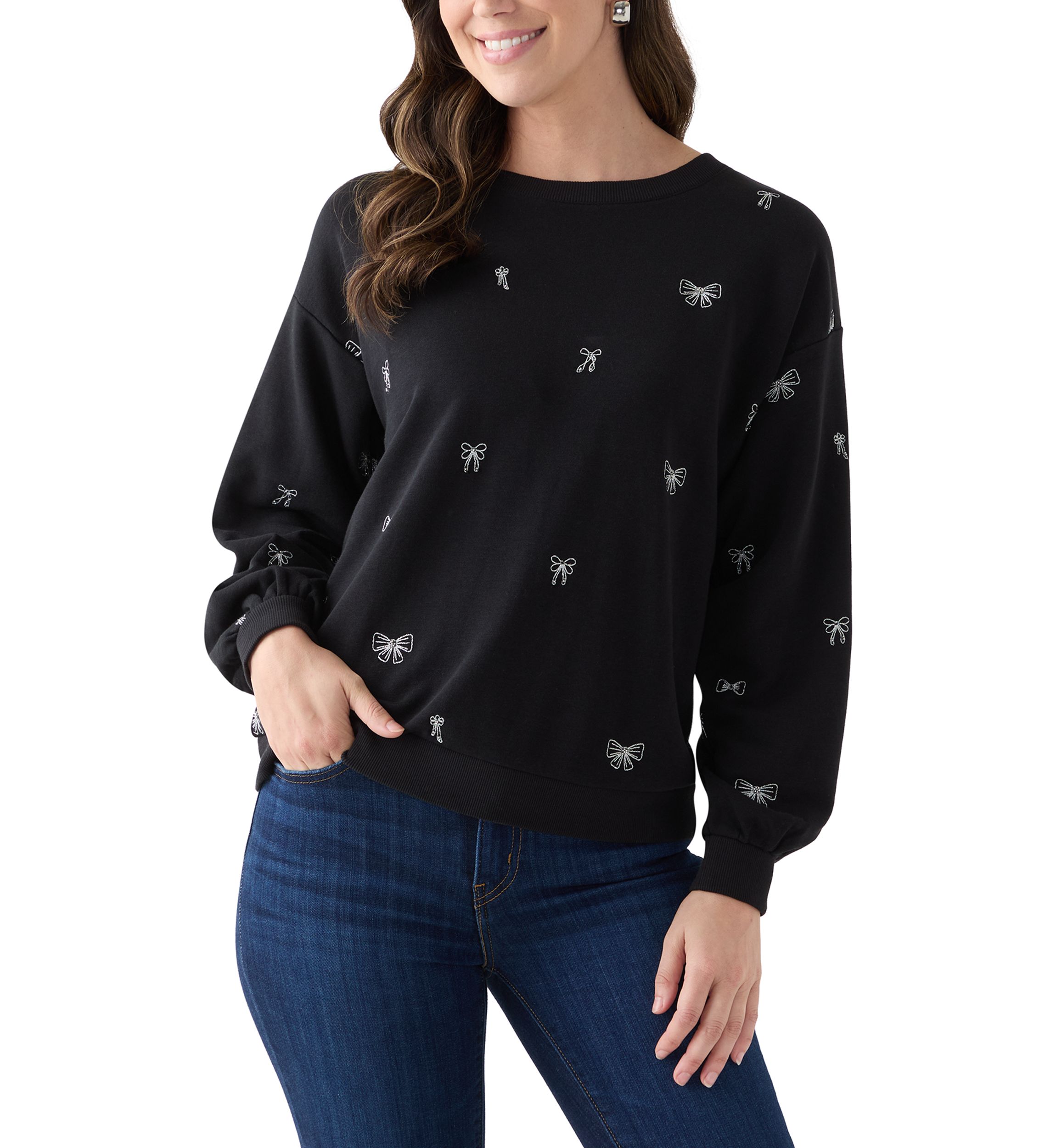 Womens Long Sleeve Embroidered Sweatshirt
