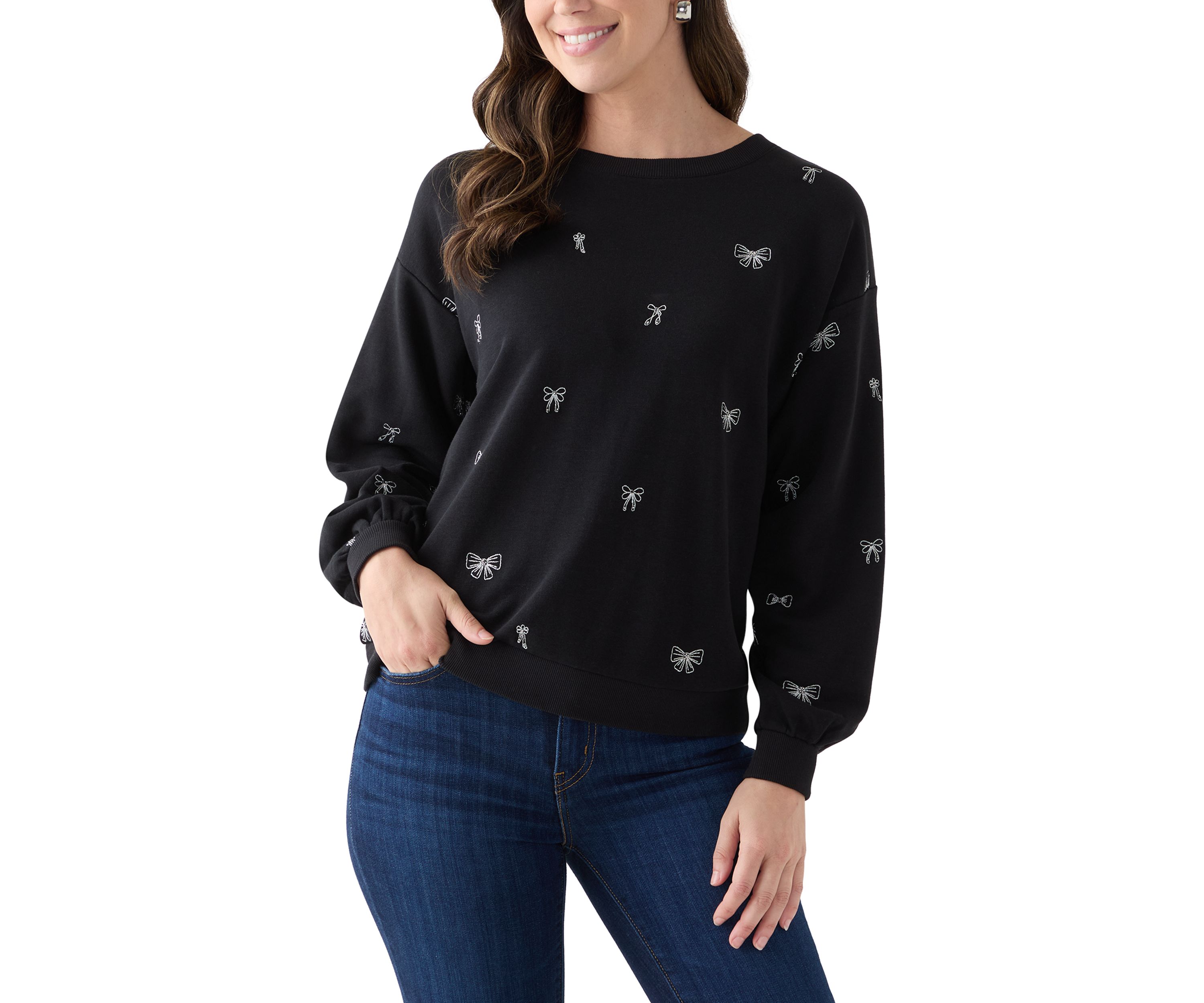 Womens Long Sleeve Embroidered Sweatshirt