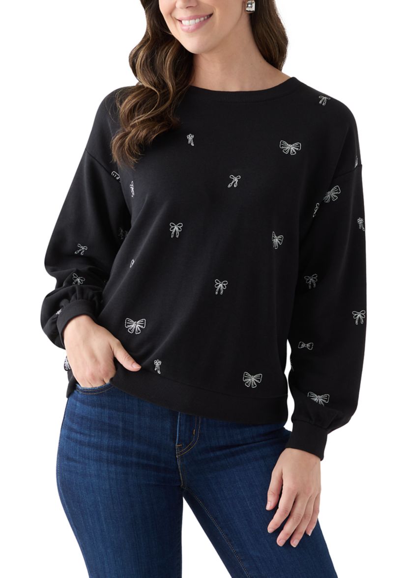 Womens Long Sleeve Embroidered Sweatshirt