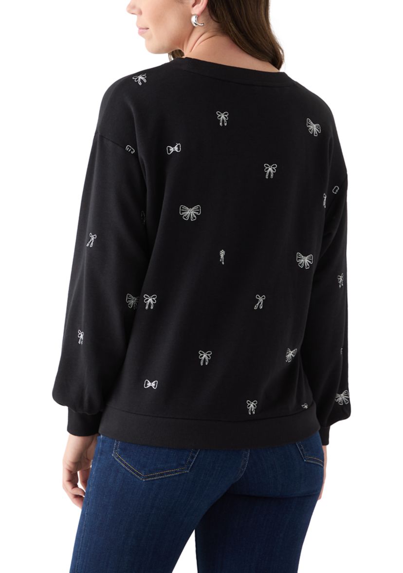 Womens Long Sleeve Embroidered Sweatshirt