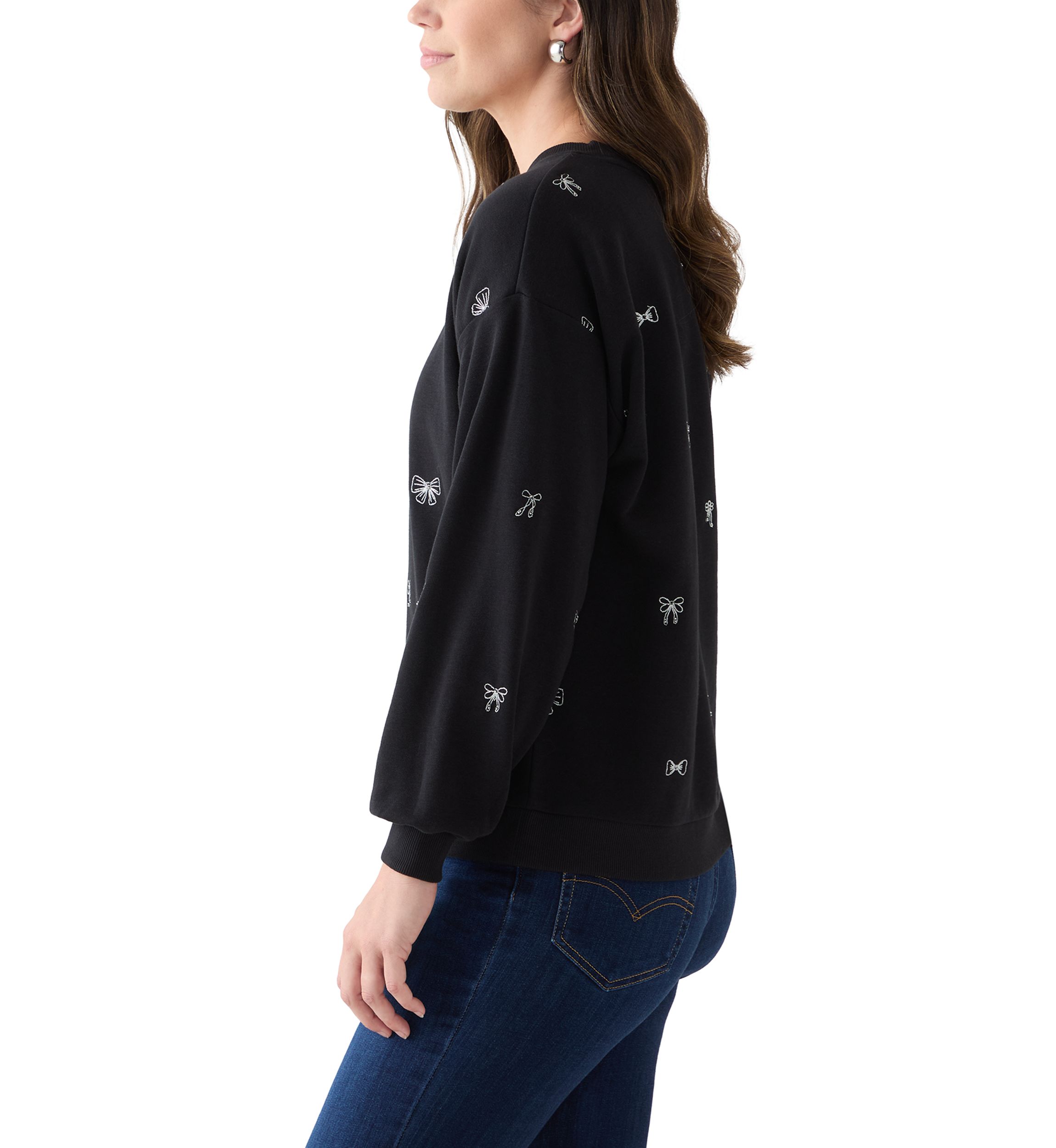 Womens Long Sleeve Embroidered Sweatshirt