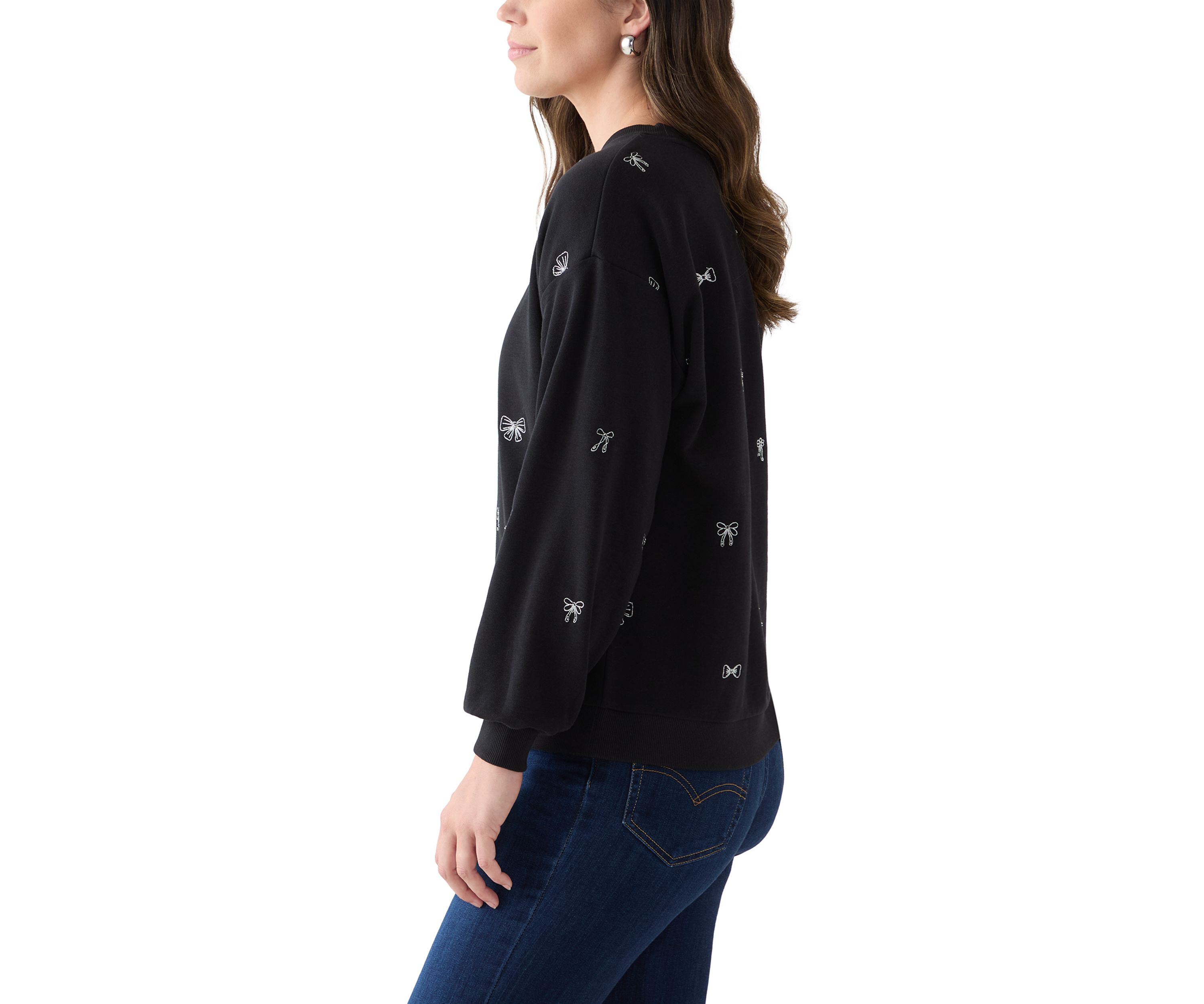 Womens Long Sleeve Embroidered Sweatshirt