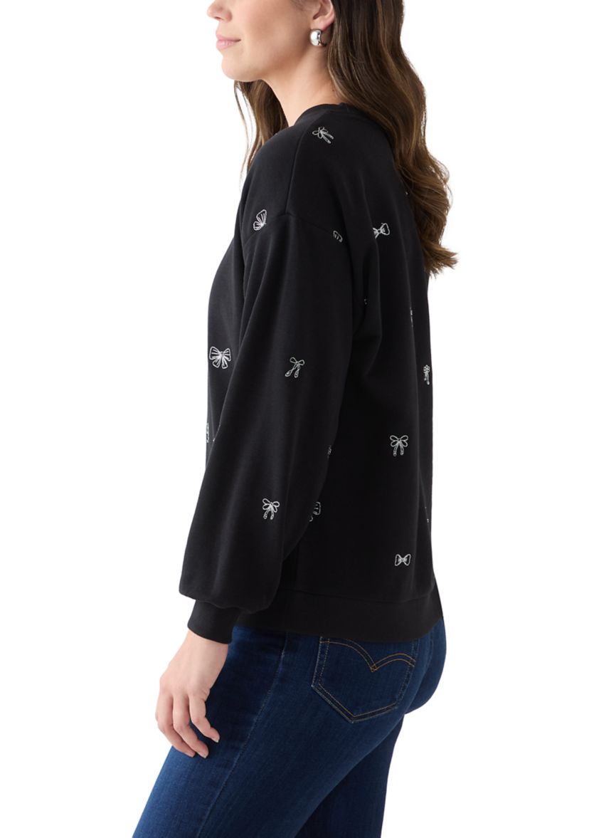 Womens Long Sleeve Embroidered Sweatshirt