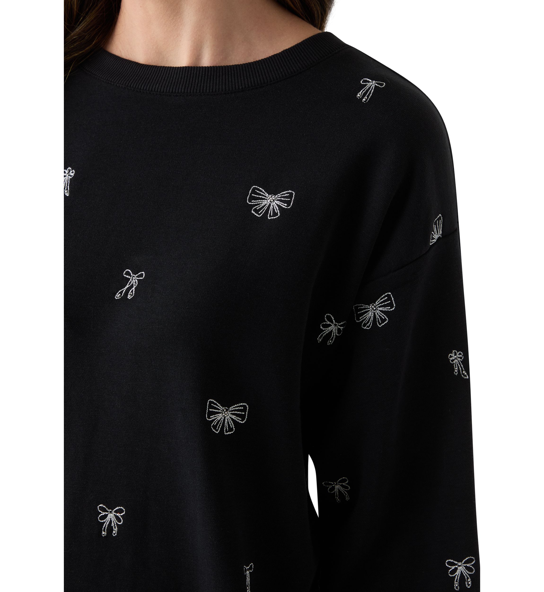 Womens Long Sleeve Embroidered Sweatshirt