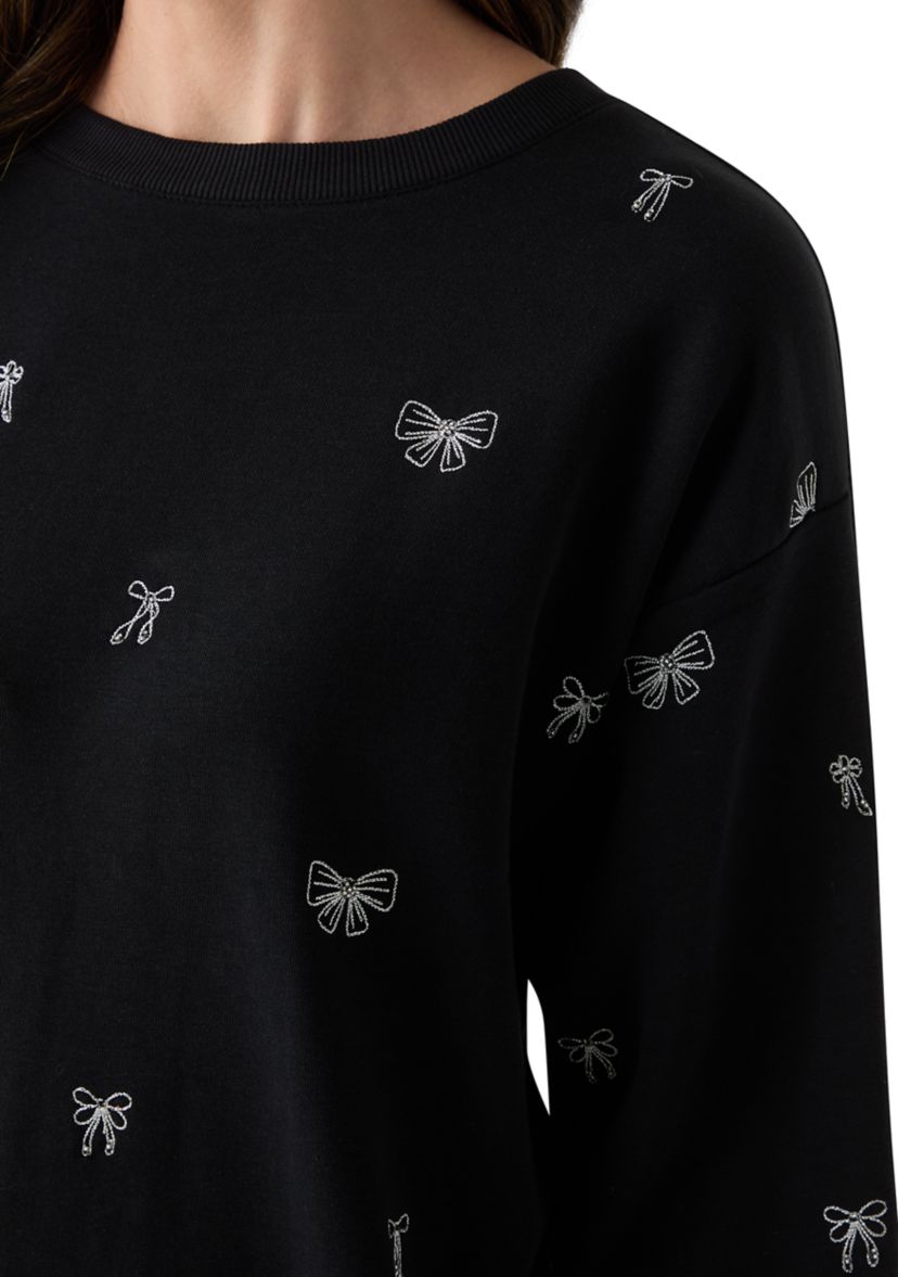 Womens Long Sleeve Embroidered Sweatshirt