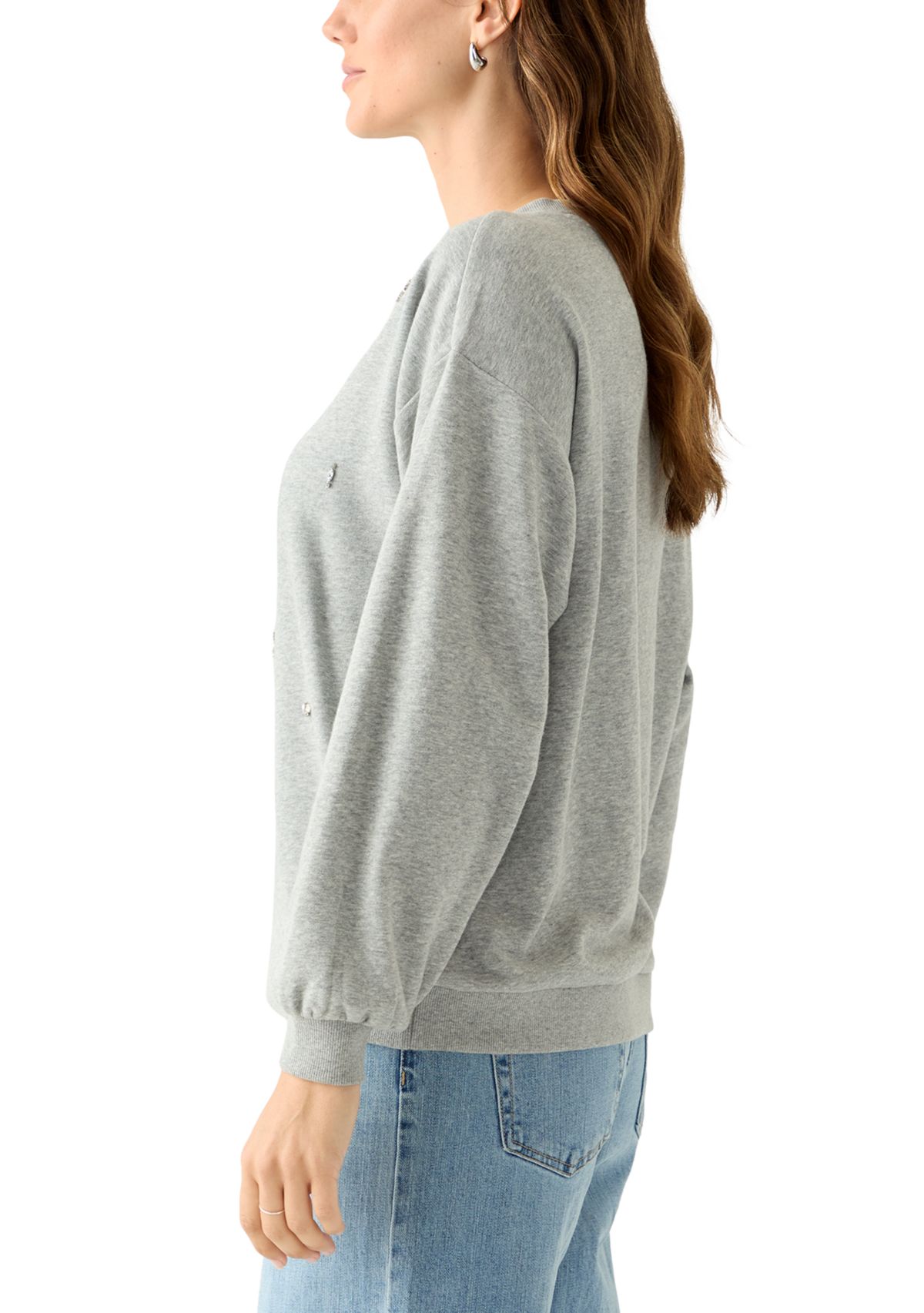 Womens Jewel Embellished Sweatshirt 