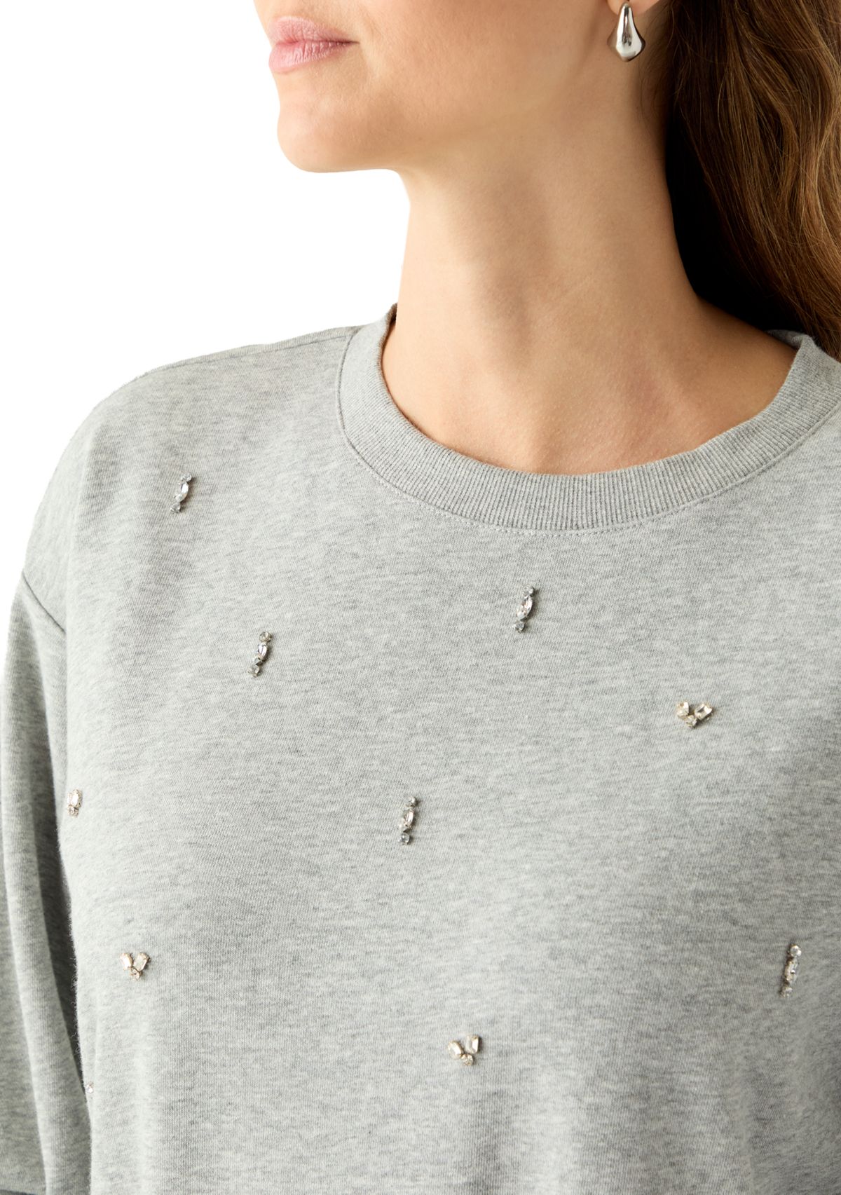 Womens Jewel Embellished Sweatshirt 