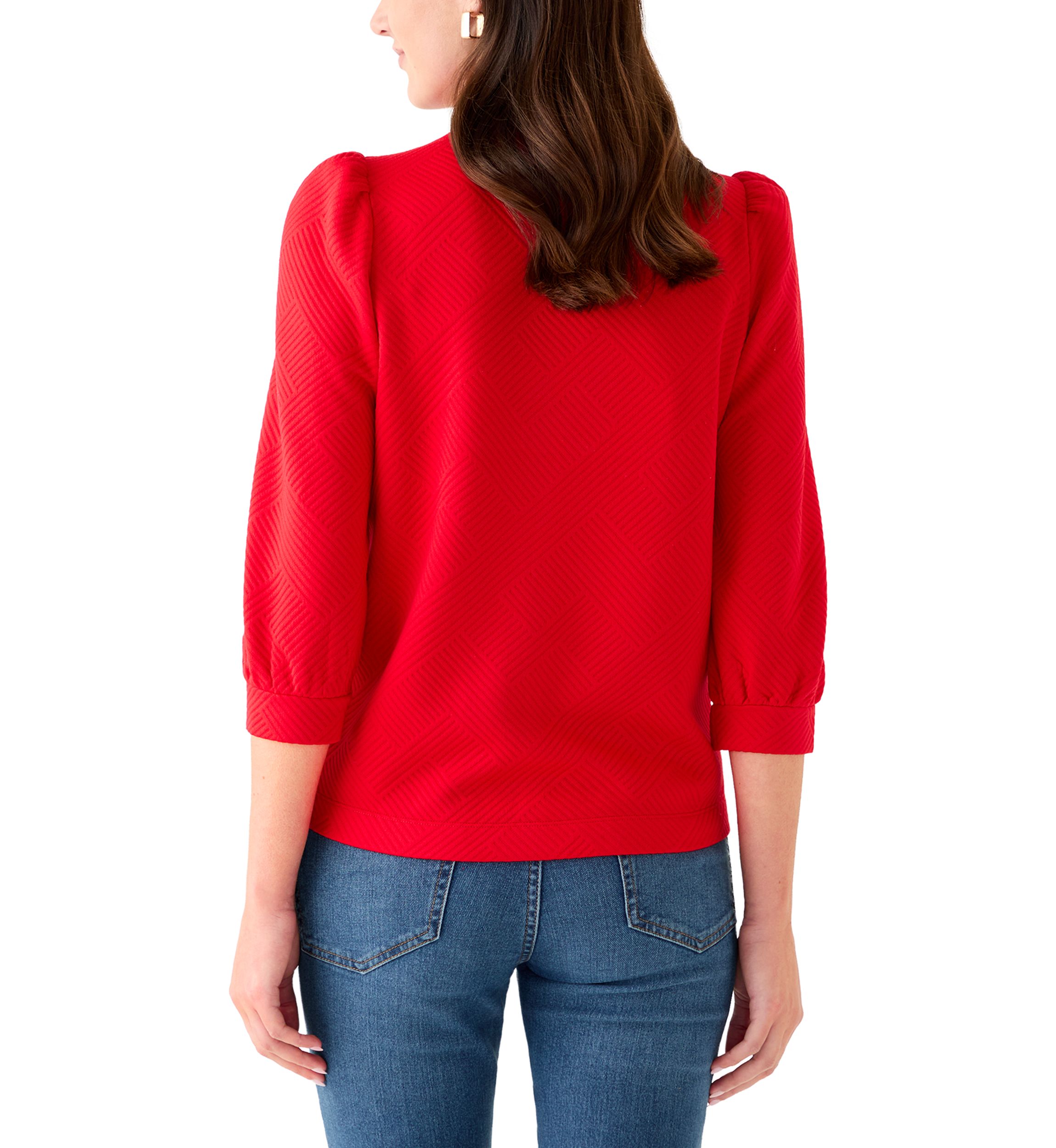 FUNRKLI Women's Tunic Top - Loose Fit V-Neck Puff Sleeve Pleated Blouse For Summer - View #6