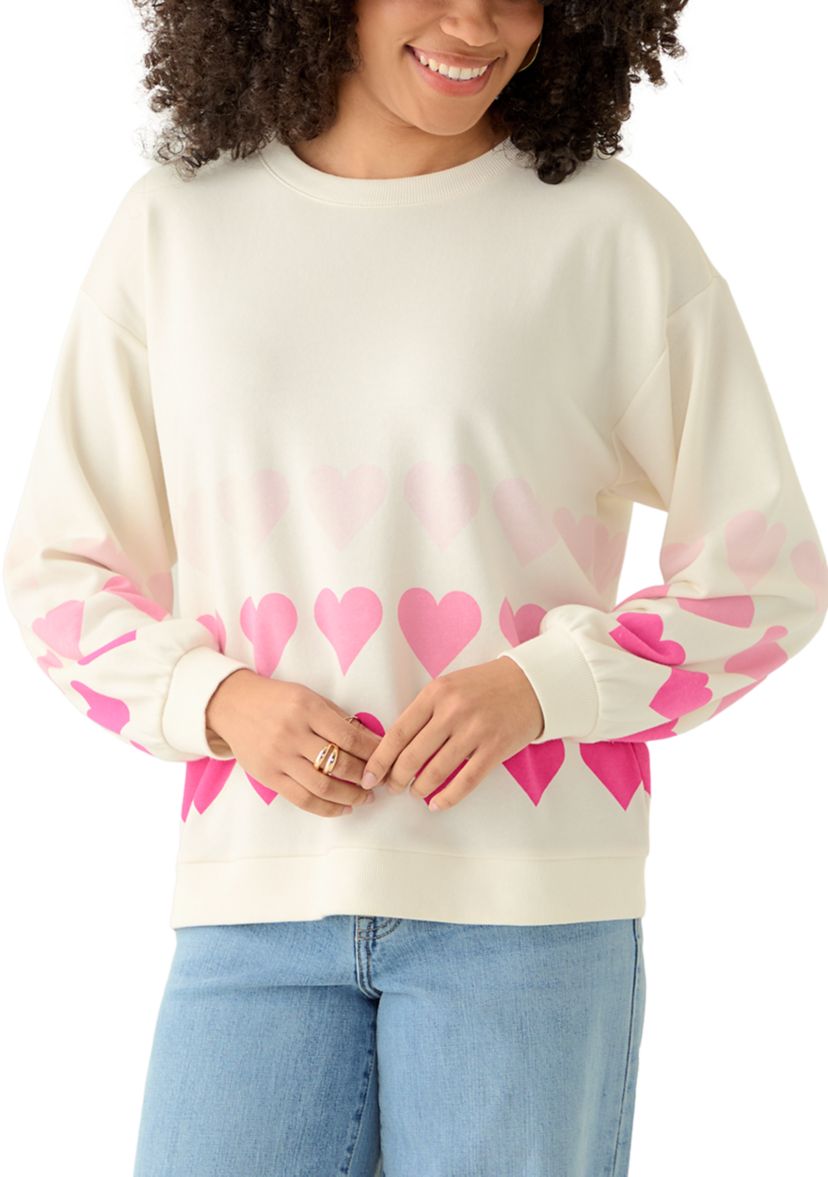 Crown & Ivy™ Women's Long Sleeve Graphic Sweeper Sweatshirt | Belk