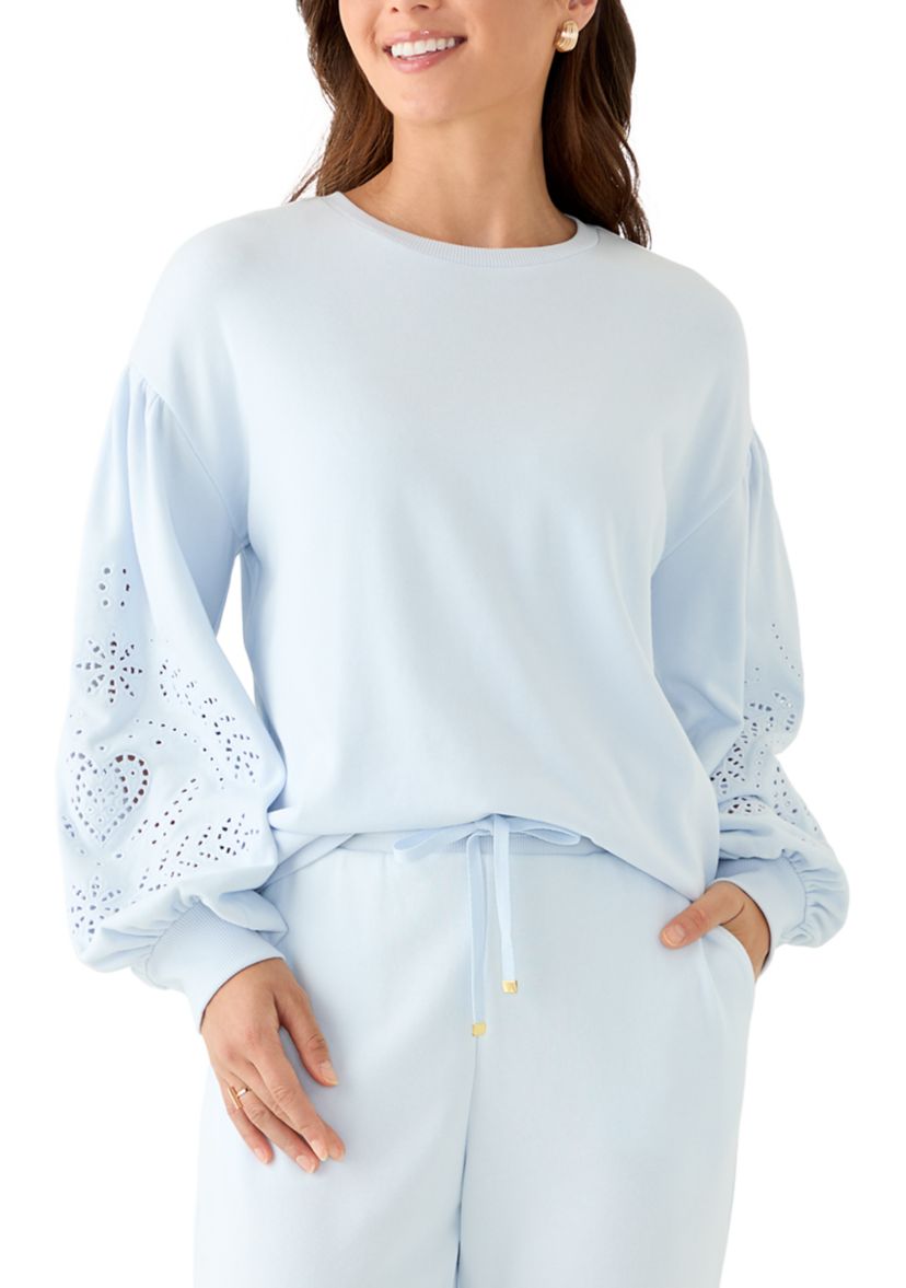 Womens Eyelet Sleeve Sweater