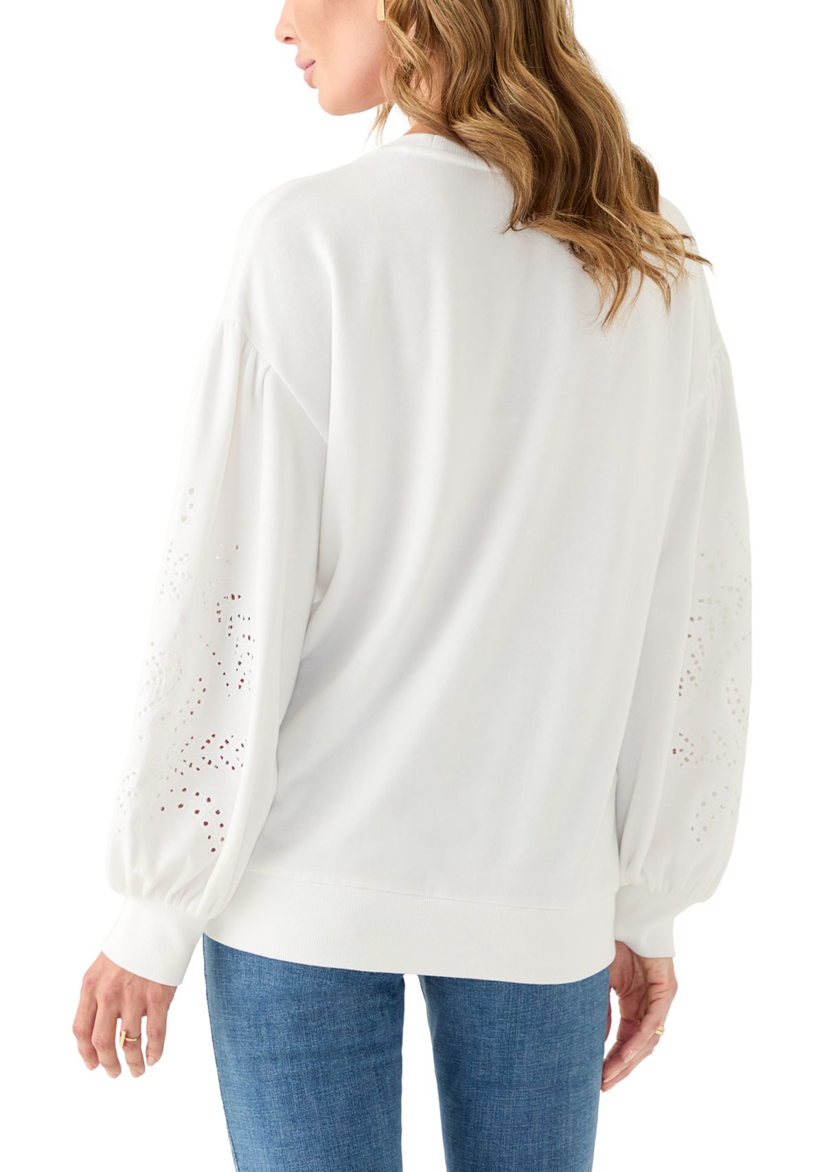 Womens Eyelet Sleeve Sweater