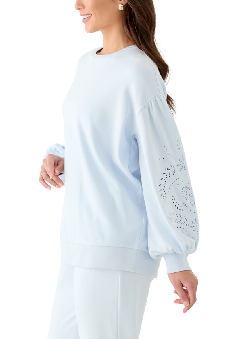 Womens Eyelet Sleeve Sweater