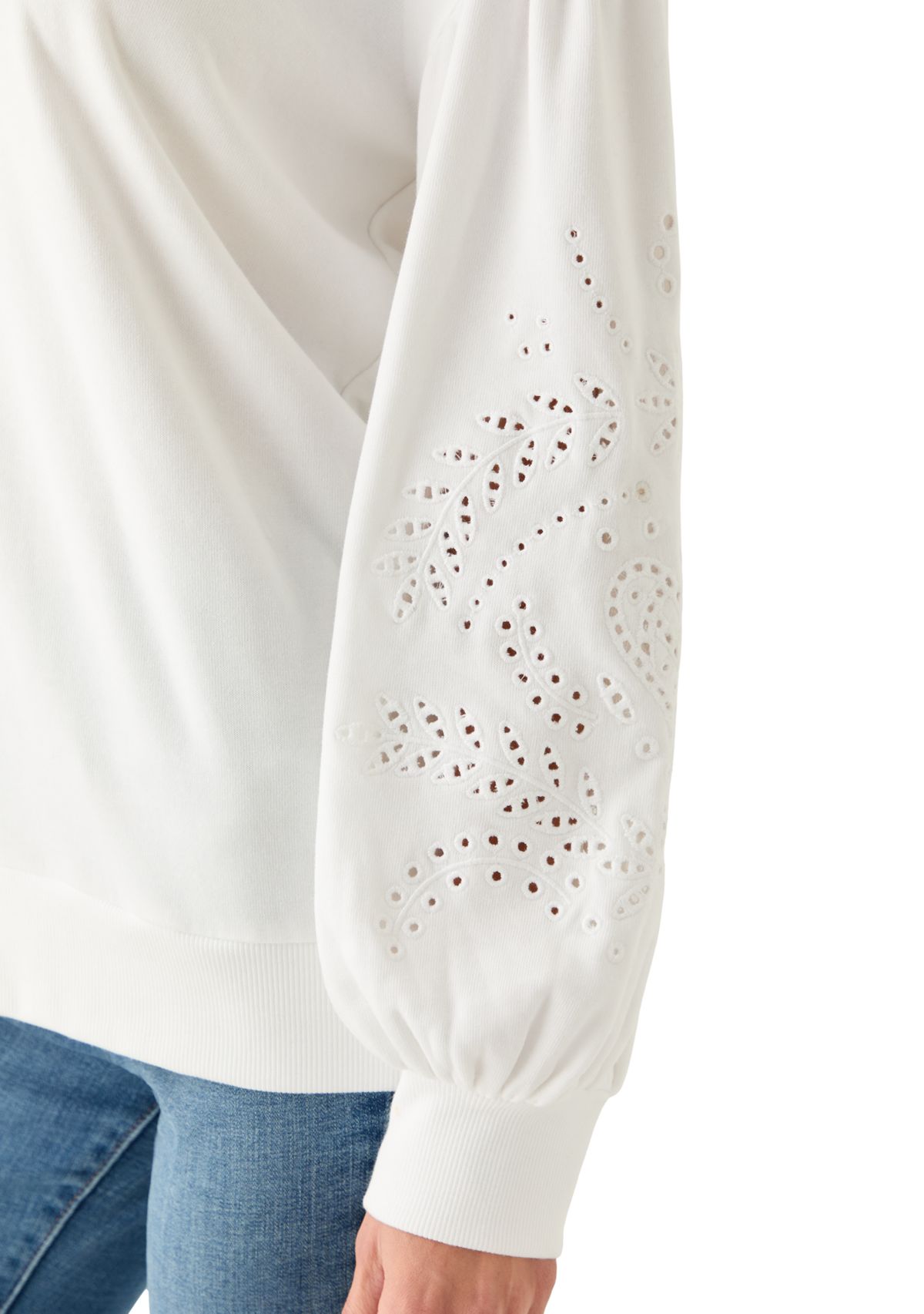 Womens Eyelet Sleeve Sweater