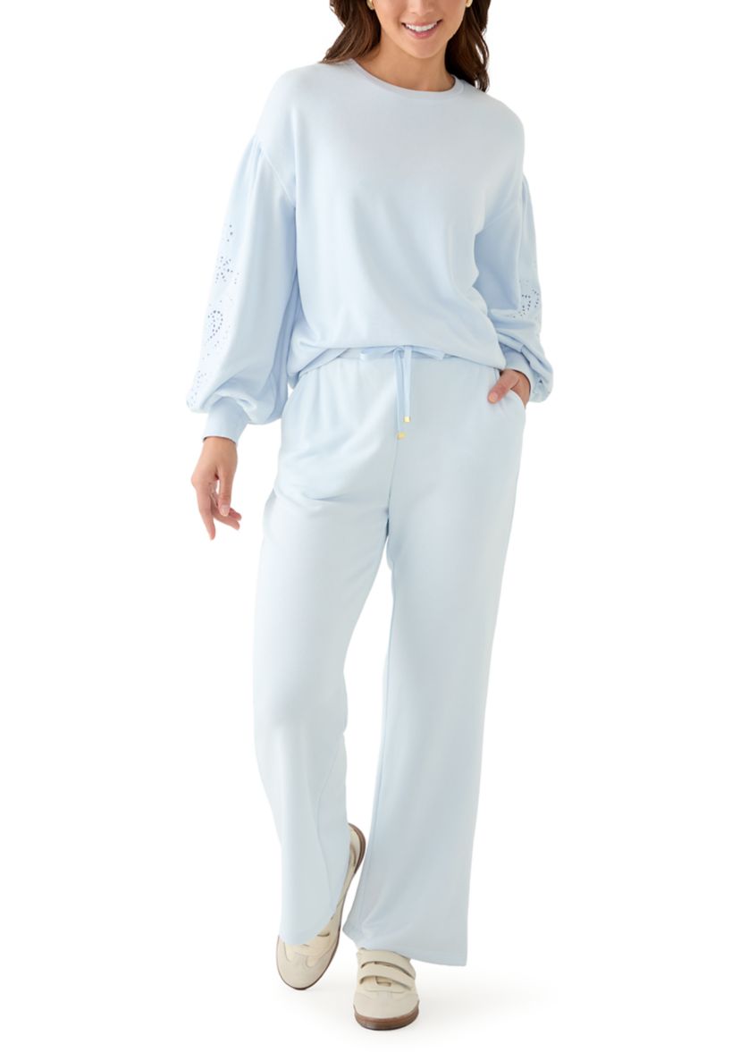 Womens Eyelet Sleeve Sweater