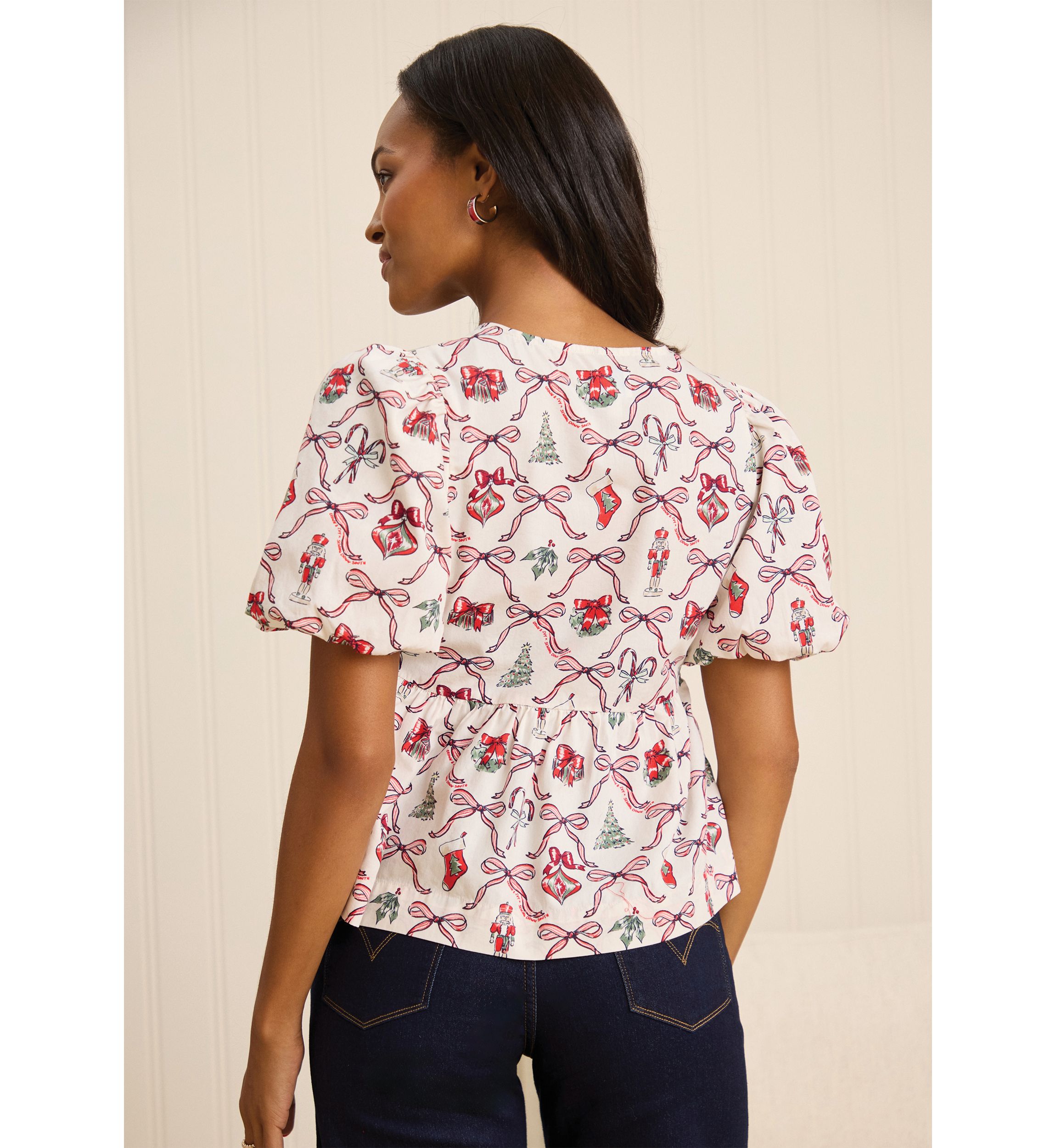 Sewing Down South x Crown & Ivy™ Sew Merry Tie Front Blouse
