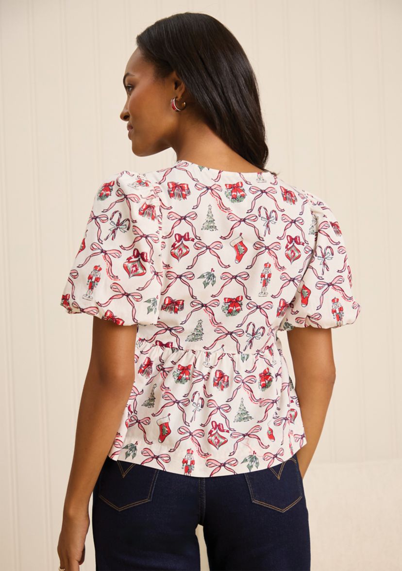 Sewing Down South x Crown & Ivy™ Sew Merry Tie Front Blouse