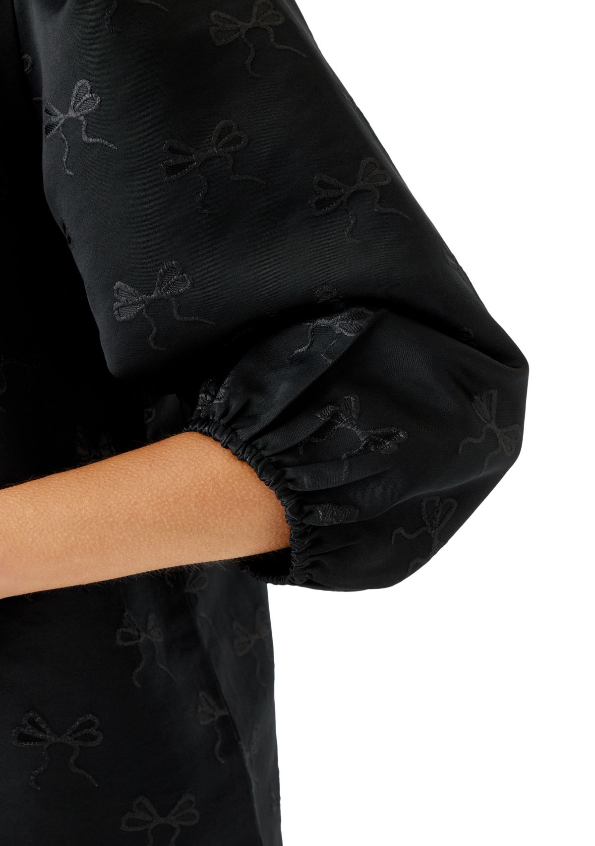 Womens 3/4 Puff Sleeve Jacquard Top