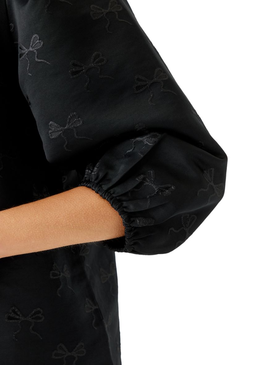 Womens 3/4 Puff Sleeve Jacquard Top