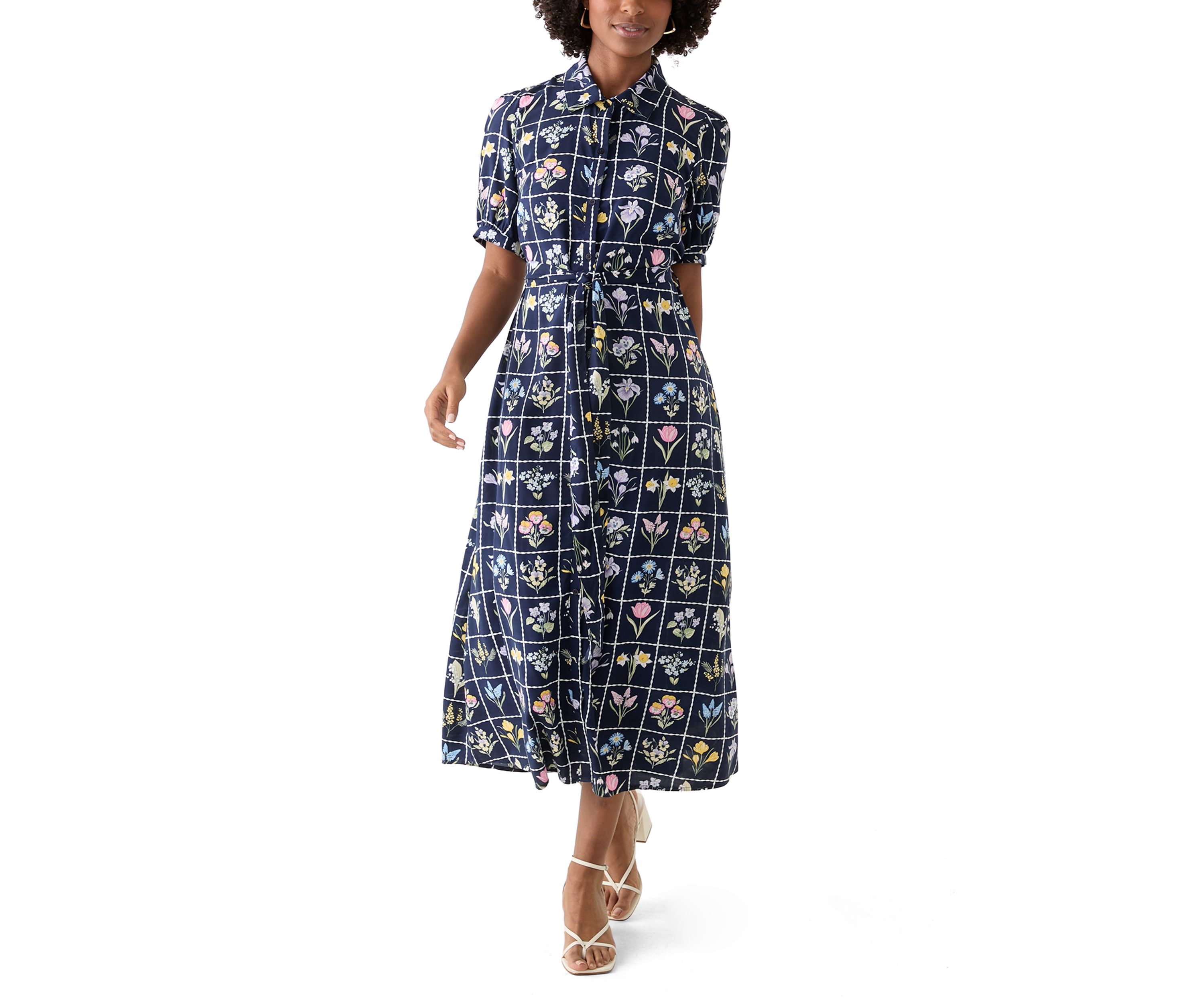 Womens Short Sleeve Belted Shirtdress 