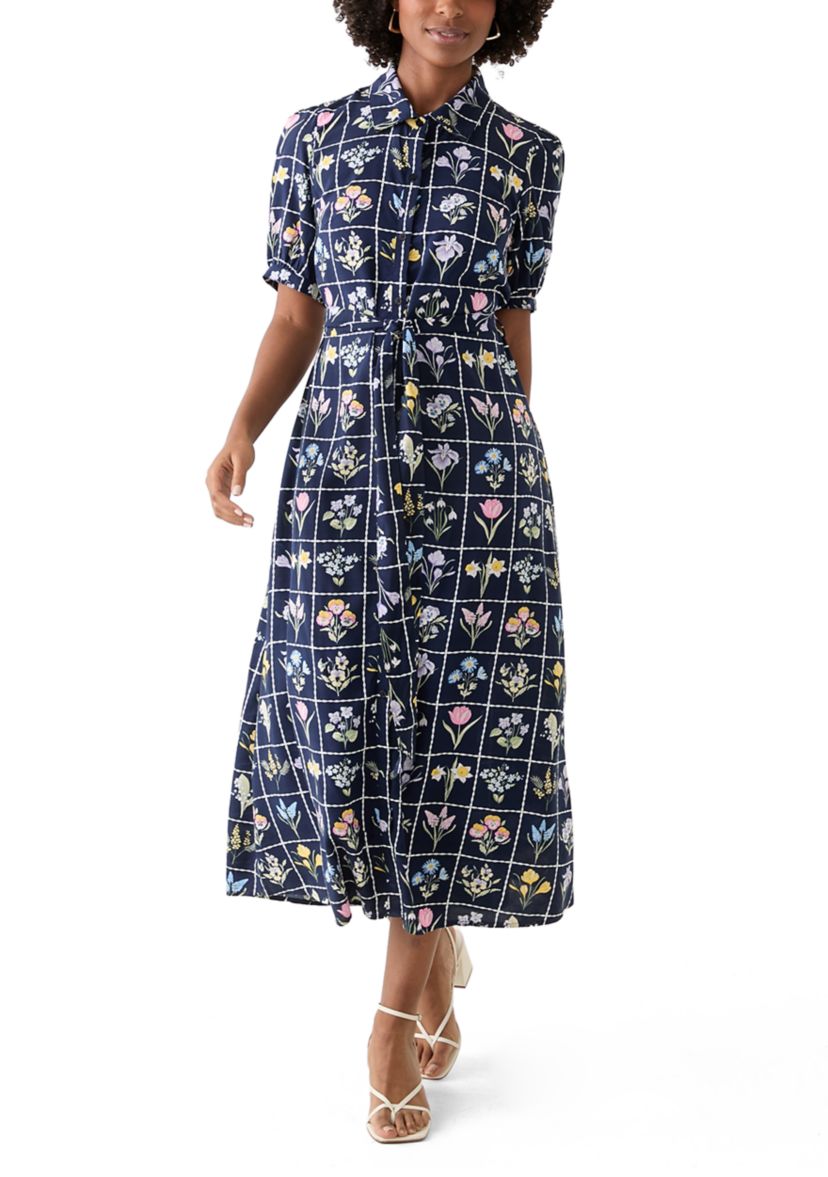 Womens Short Sleeve Belted Shirtdress 