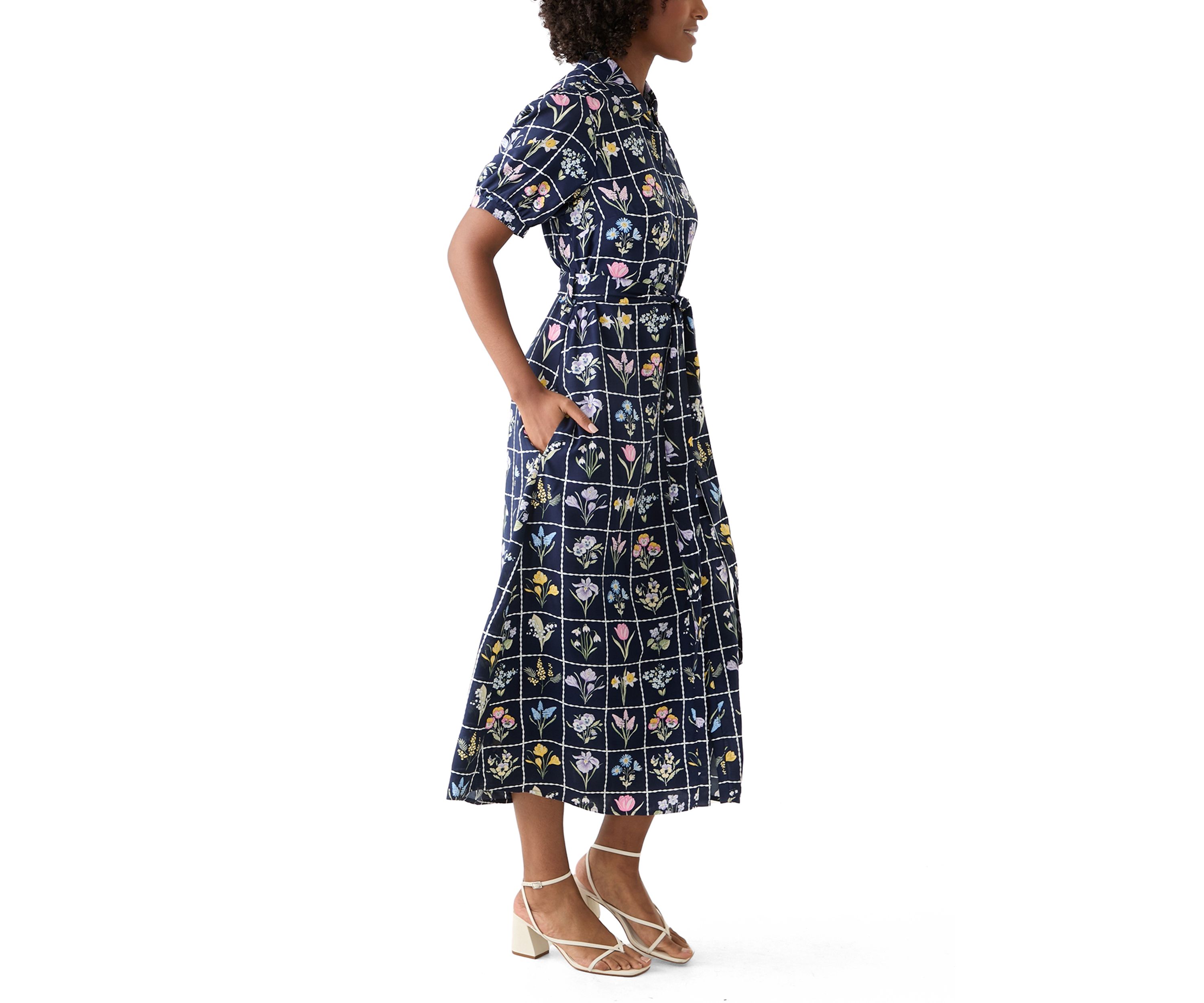 Womens Short Sleeve Belted Shirtdress 