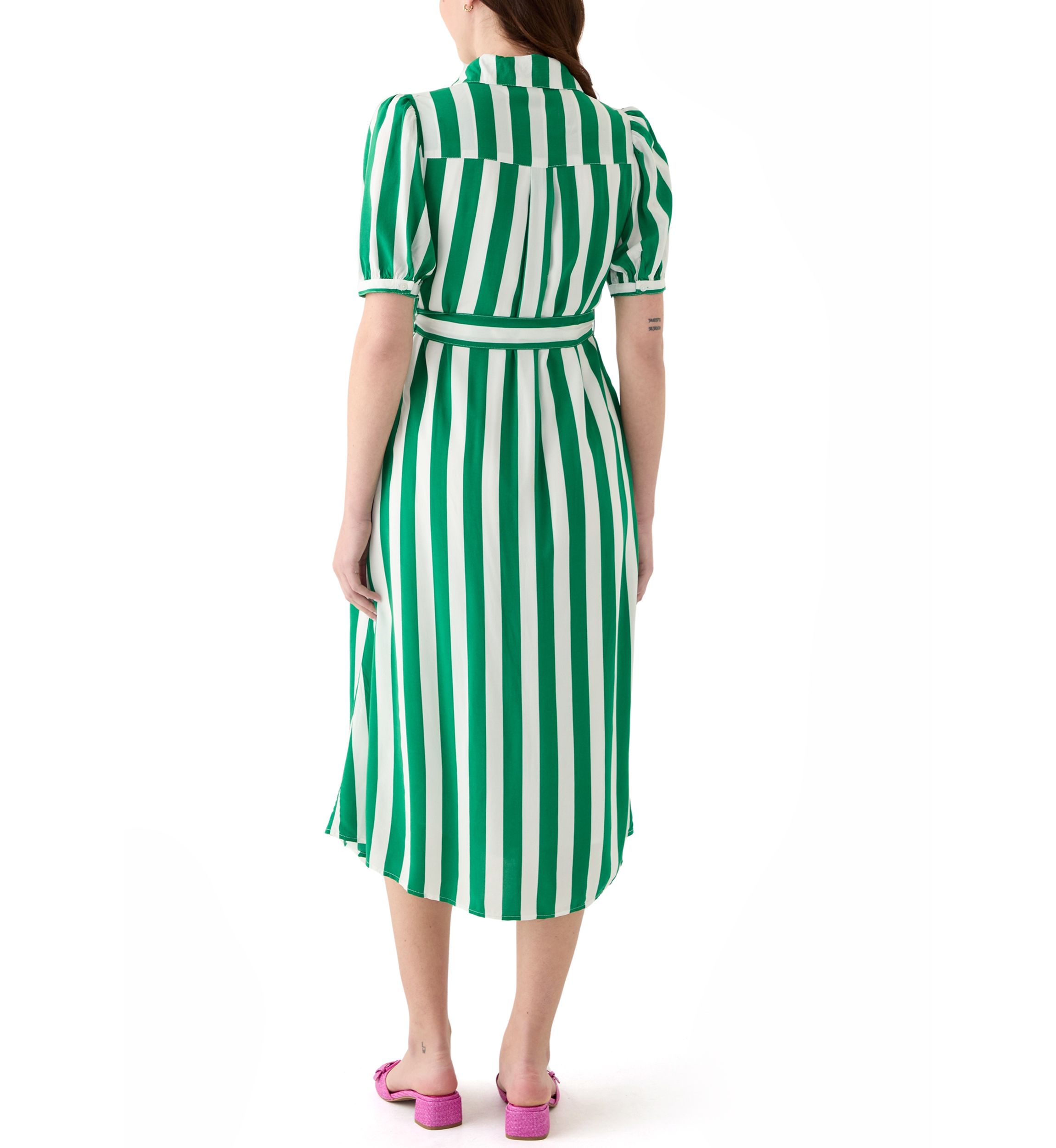 Womens Short Sleeve Belted Printed Shirtdress