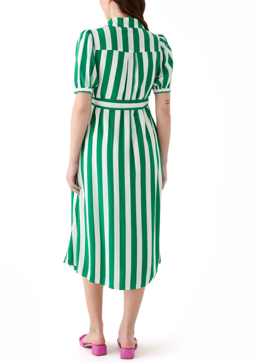 Womens Short Sleeve Belted Printed Shirtdress