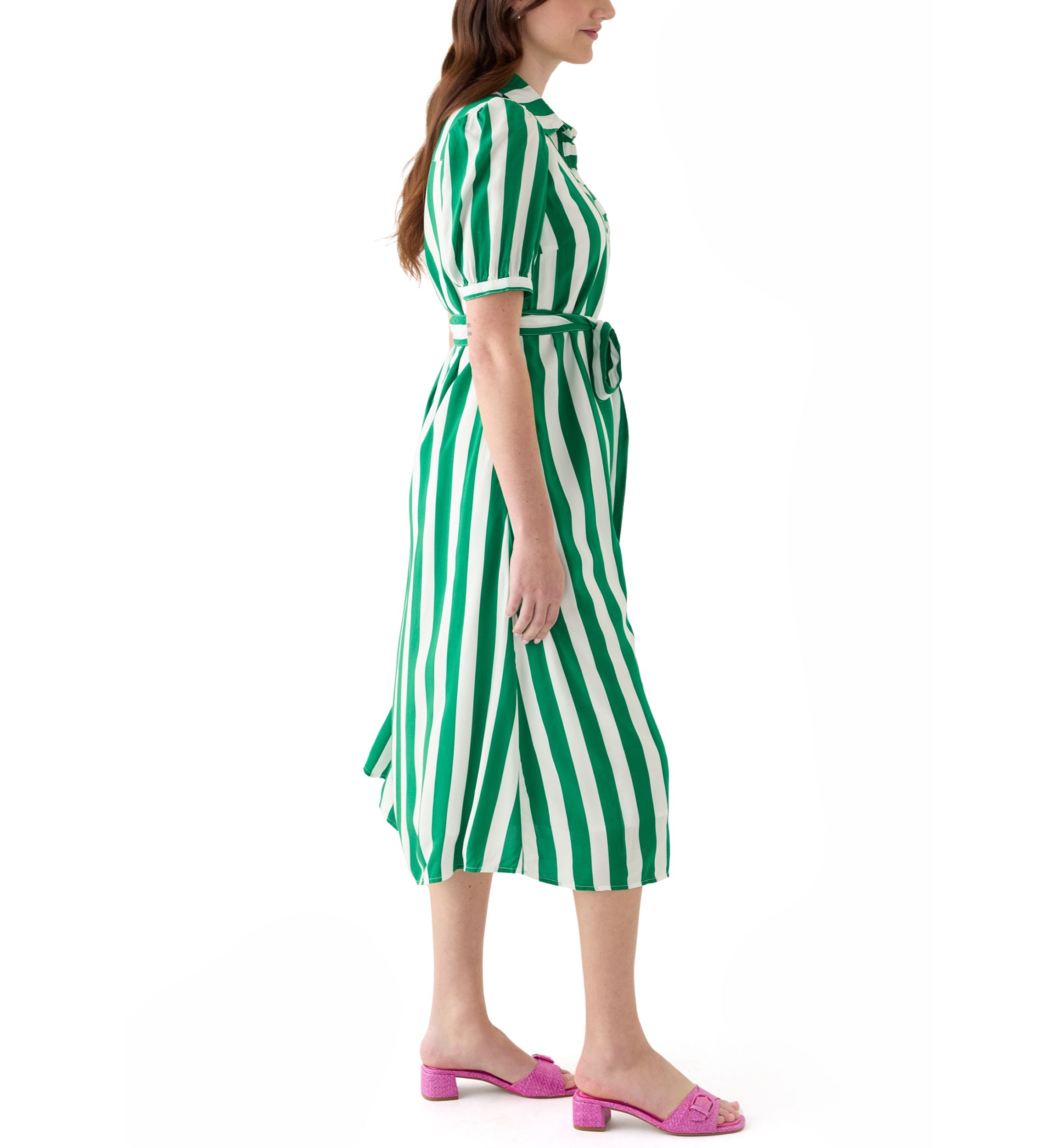 Womens Short Sleeve Belted Printed Shirtdress