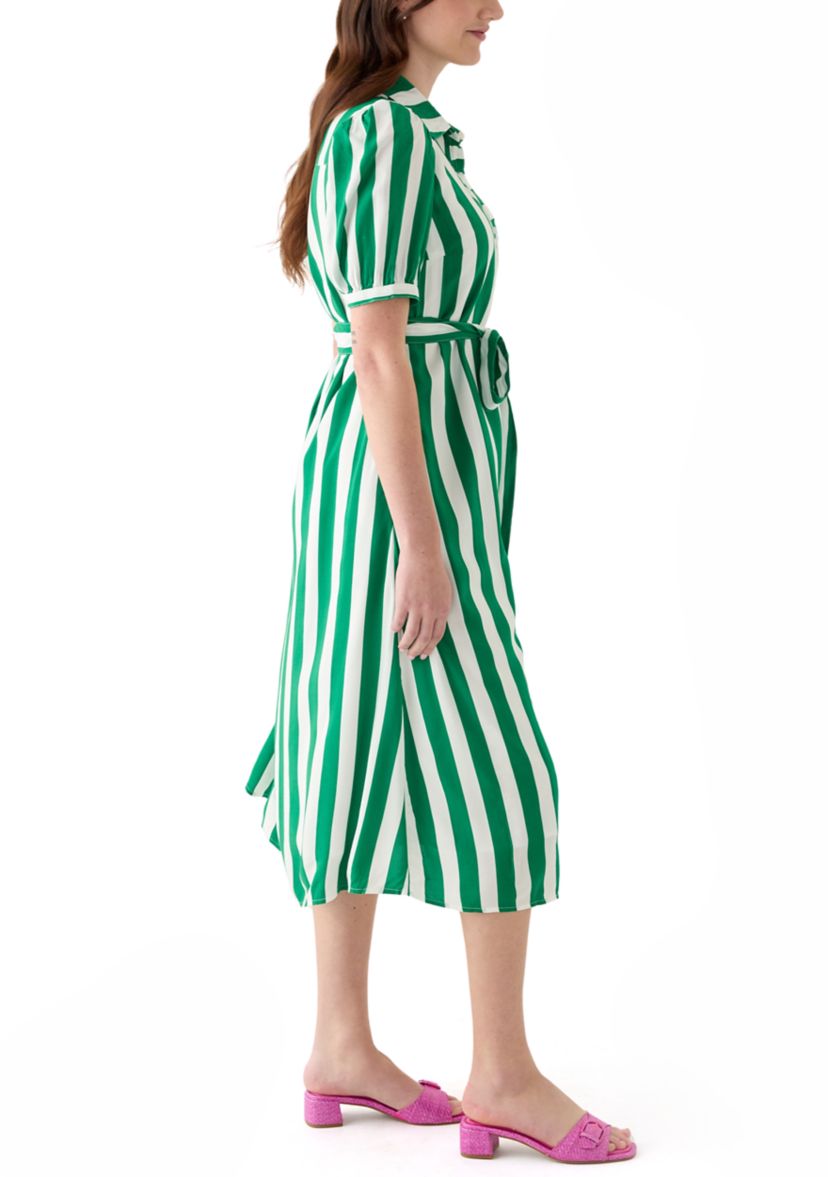 Womens Short Sleeve Belted Printed Shirtdress