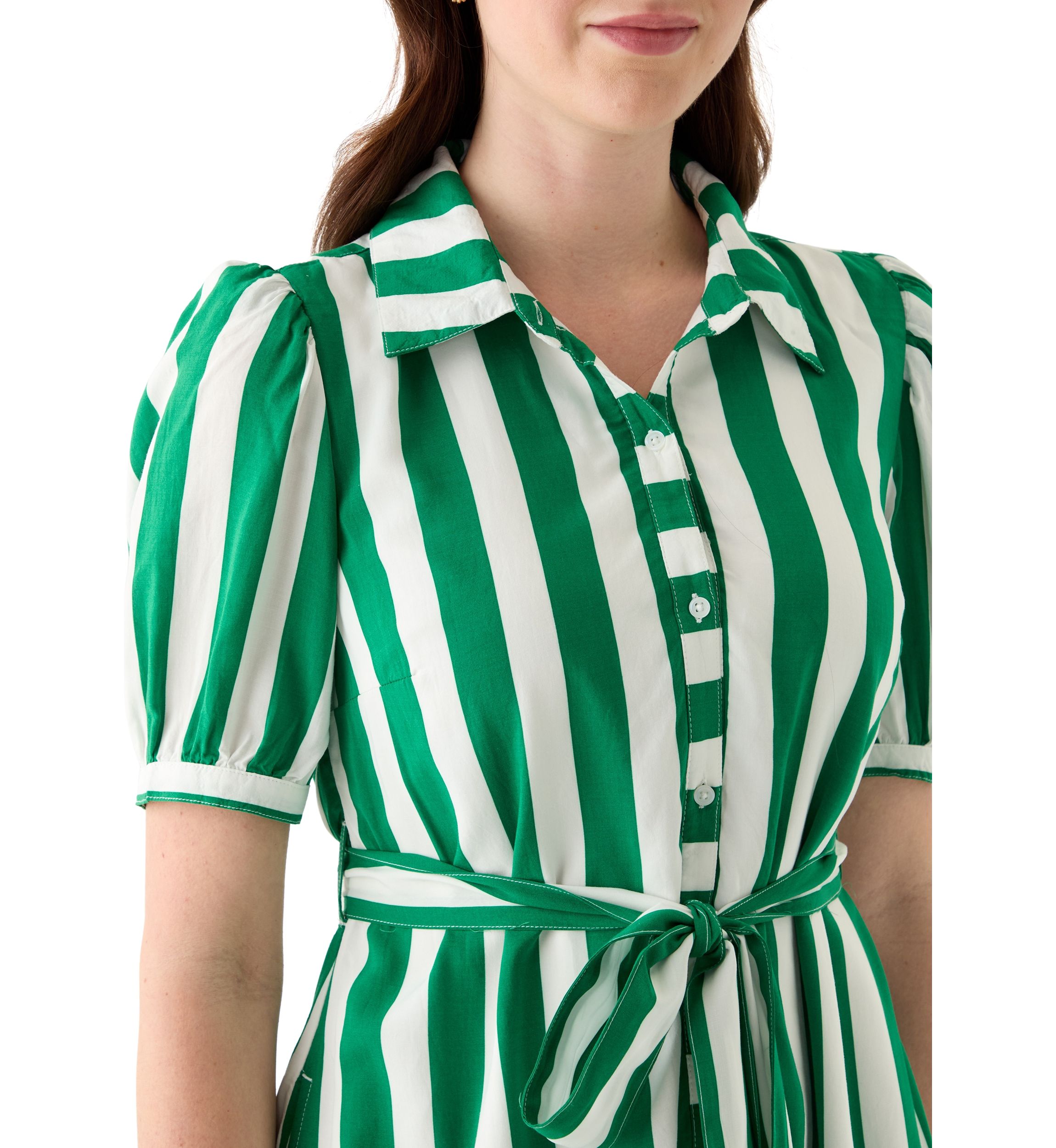 Womens Short Sleeve Belted Printed Shirtdress