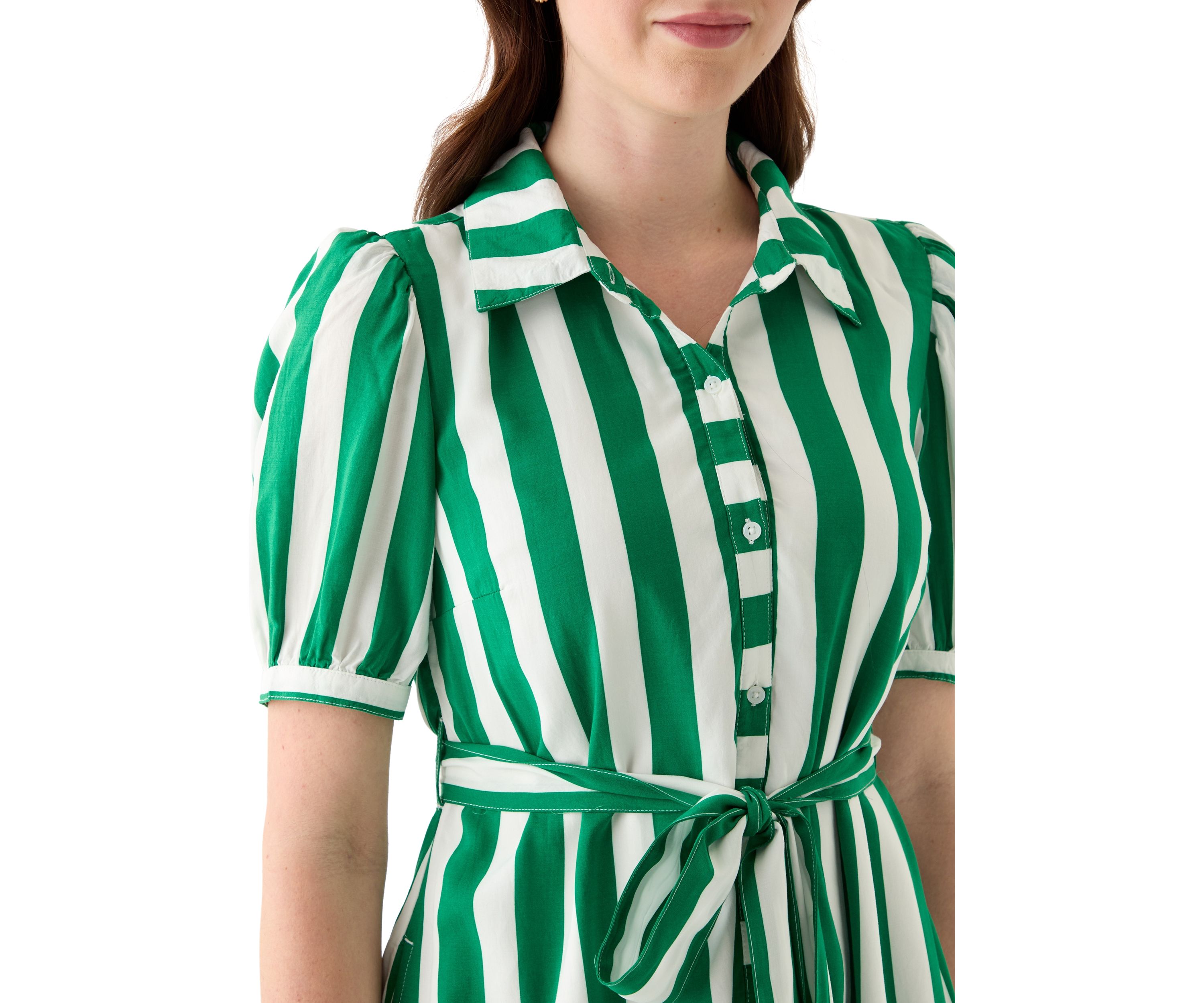 Womens Short Sleeve Belted Printed Shirtdress