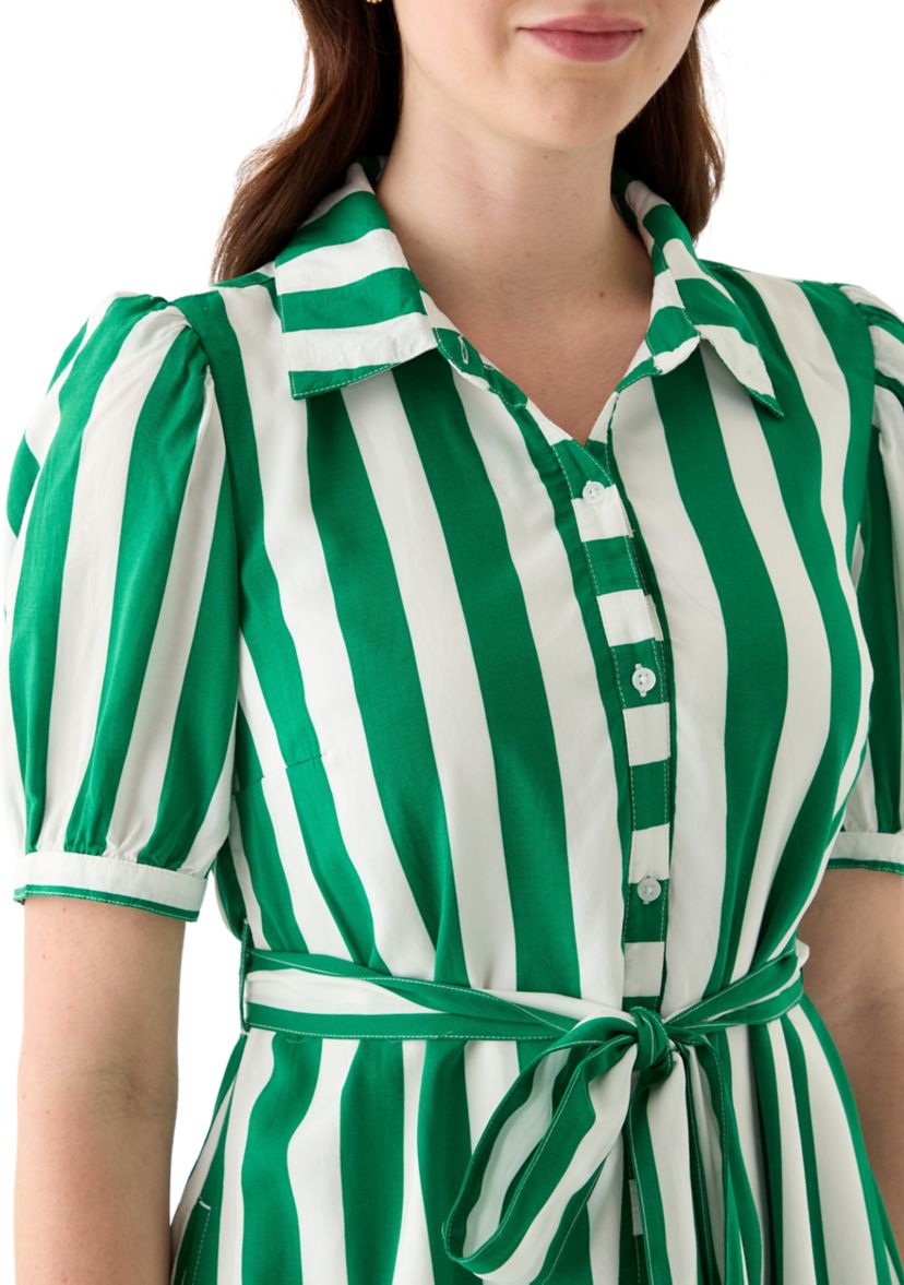 Womens Short Sleeve Belted Printed Shirtdress